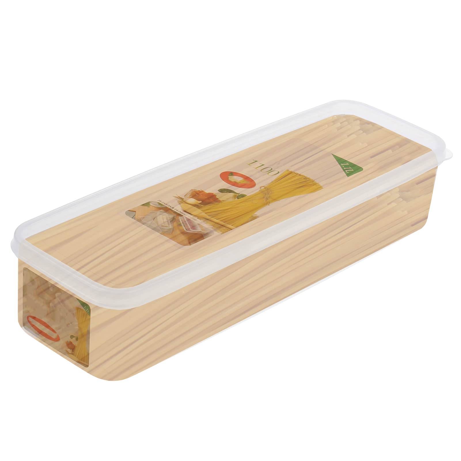 SOFSEQ 38.7 Oz Pasta Storage Container - Airtight Plastic Food Keeper Box for Spaghetti, Noodles, Flour, Sugar, Eggs & Snacks - Clear Rectangular Kitchen Organizer for Pantry, Baking & Meal Prep