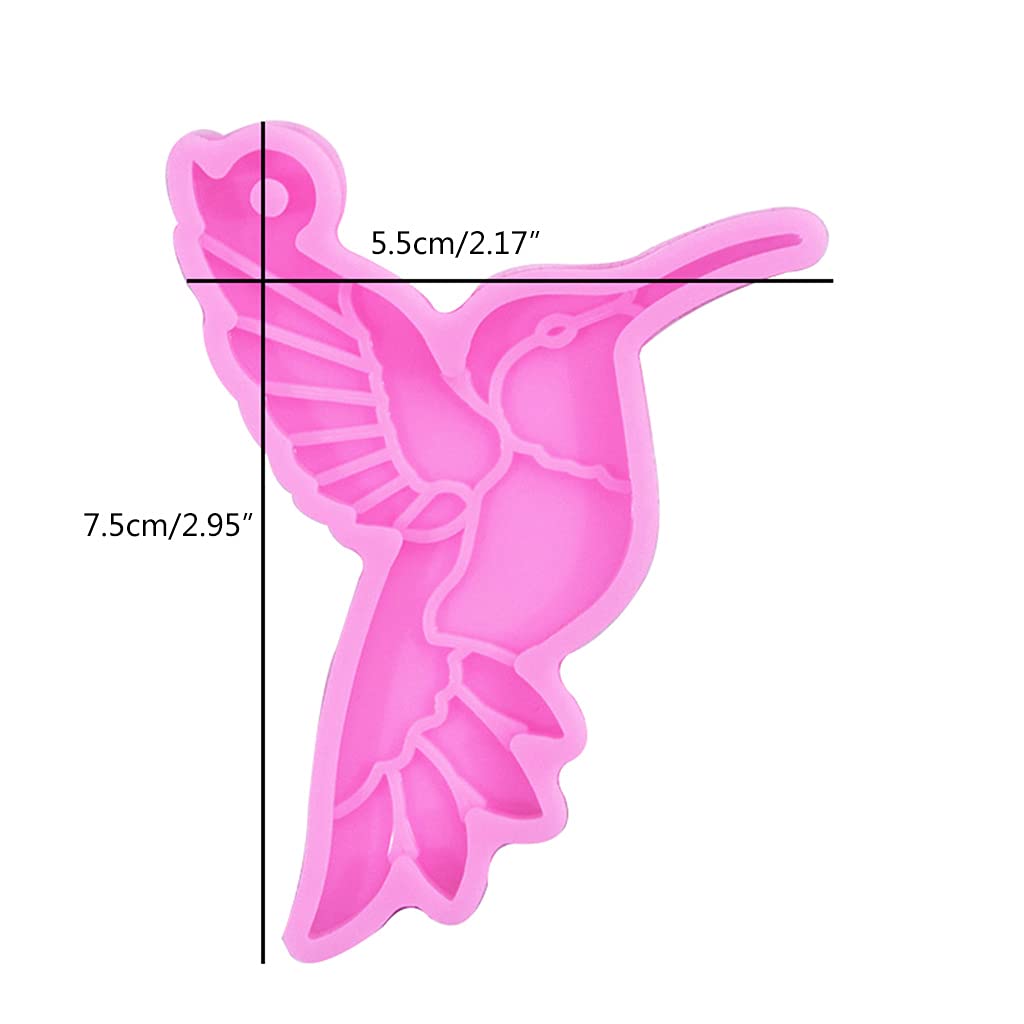 Silicone Resin Hummingbird Pendant Mold - DIY Epoxy Keychain & Polymer Clay Jewelry Making Molds for Necklace Craft - Perfect for Handmade Gifts, Home Decor & DIY Projects (Pink)