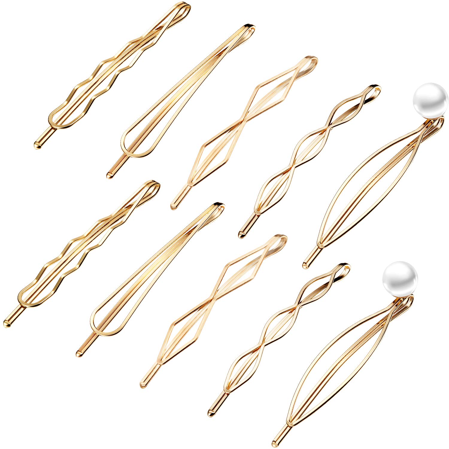 10pcs Geometric Metal Hair Clips & Barrettes for Women - Minimalist Hair Accessories for Wedding, Party & Daily Use (Gold)