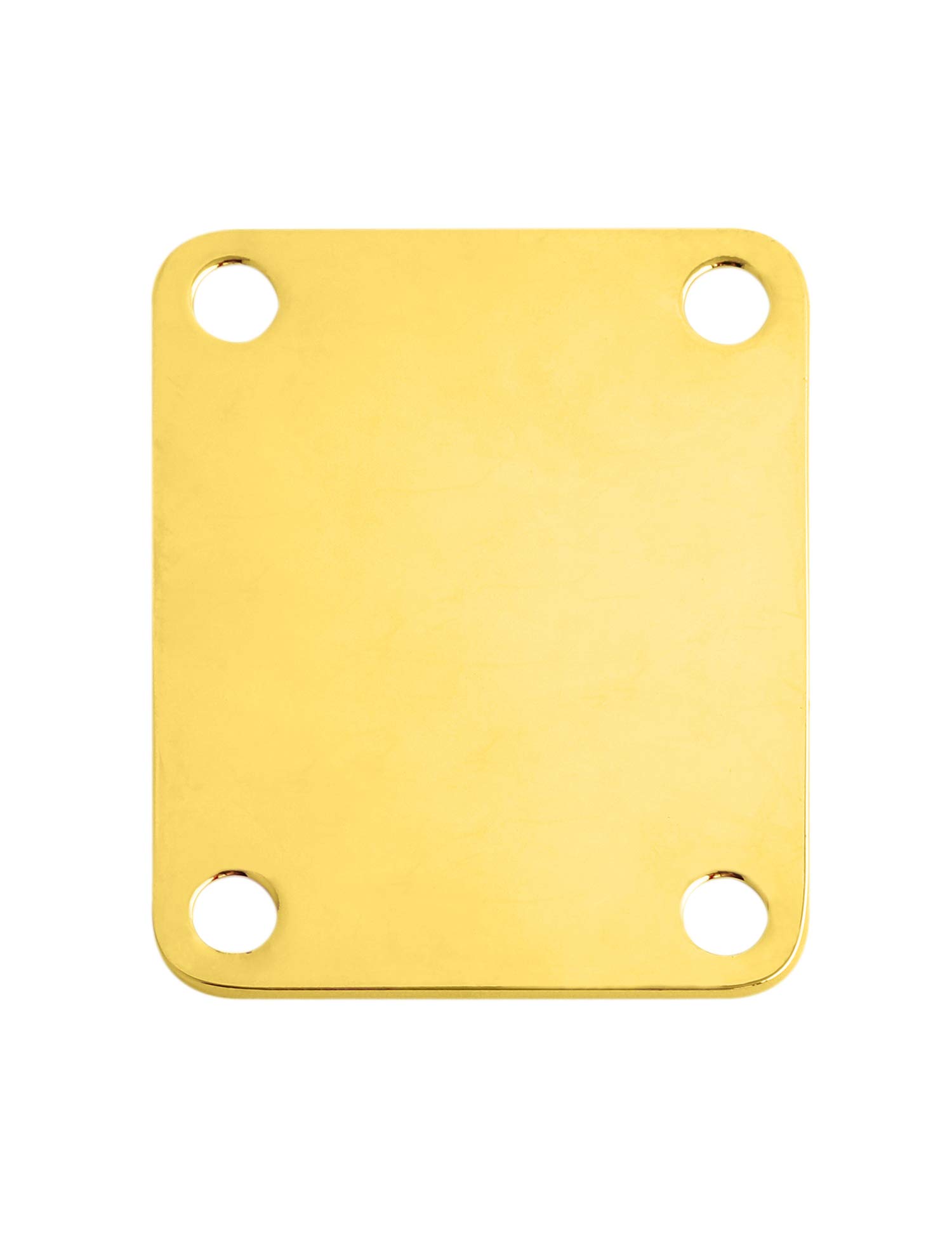 Metallor Gold Electric Guitar Neck Plate - 4 Hole Replacement for Strat & Tele Style Bass Guitars (64x51mm) with Screws | Perfect for DIY Guitar Repair & Upgrades