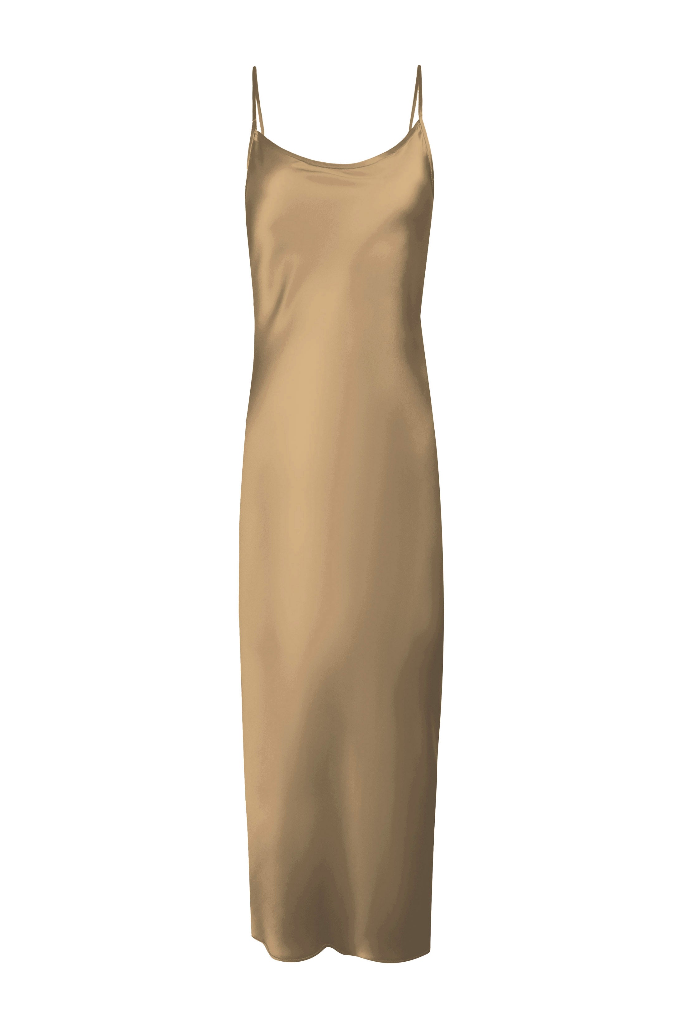 BM Minimal Slip Dress - Elegant Wheat Color Satin Nightgown for Women | Perfect for Sleepwear, Loungewear & Special Occasions
