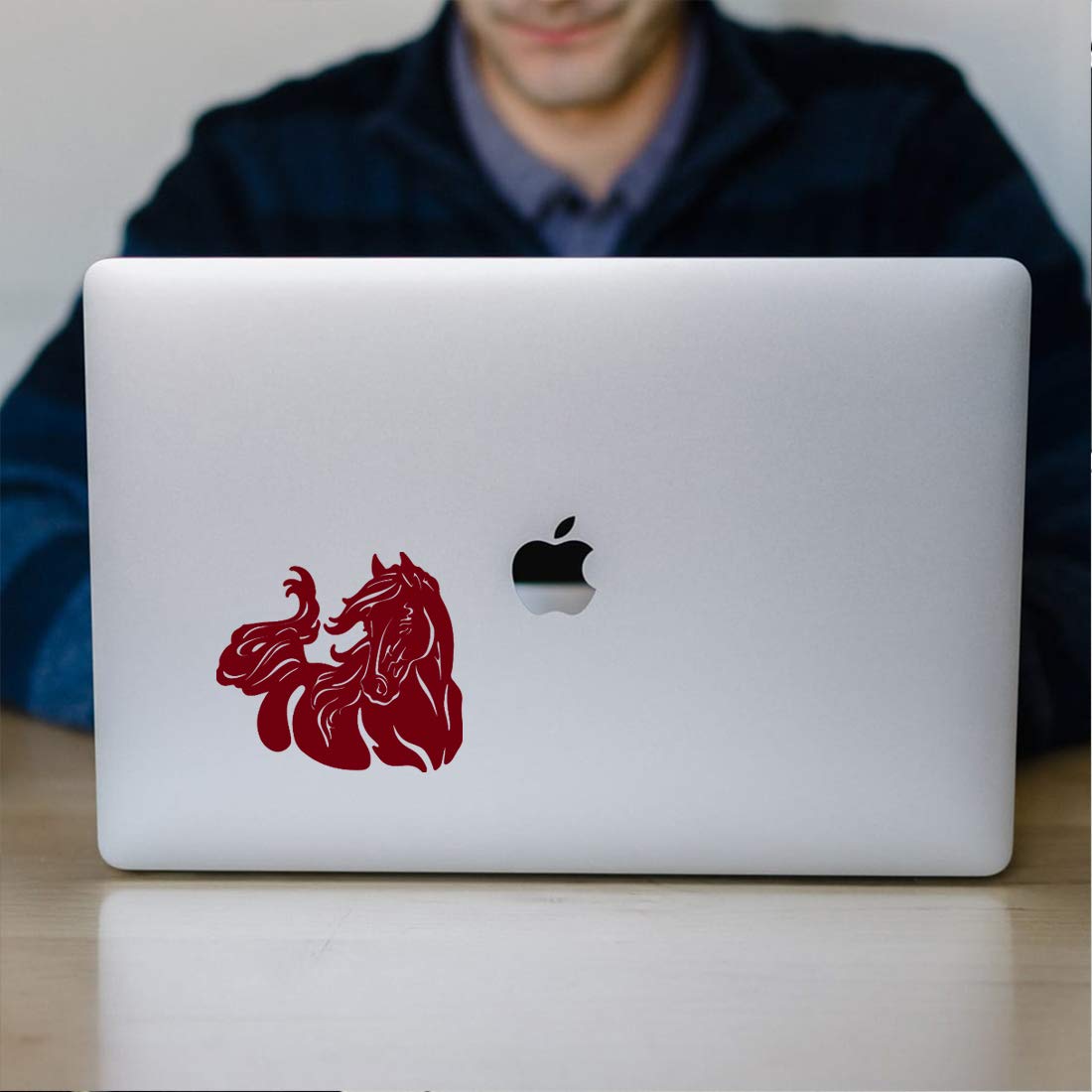 Premium Waterproof Vinyl Horse Decal Stickers (Burgundy, Set of 2) - Durable Laptop, Phone, Helmet, Car Window, Bumper, Mug, Cup, Door & Wall Decoration - Perfect for Personalizing Your Devices, Vehicles and Home Decor