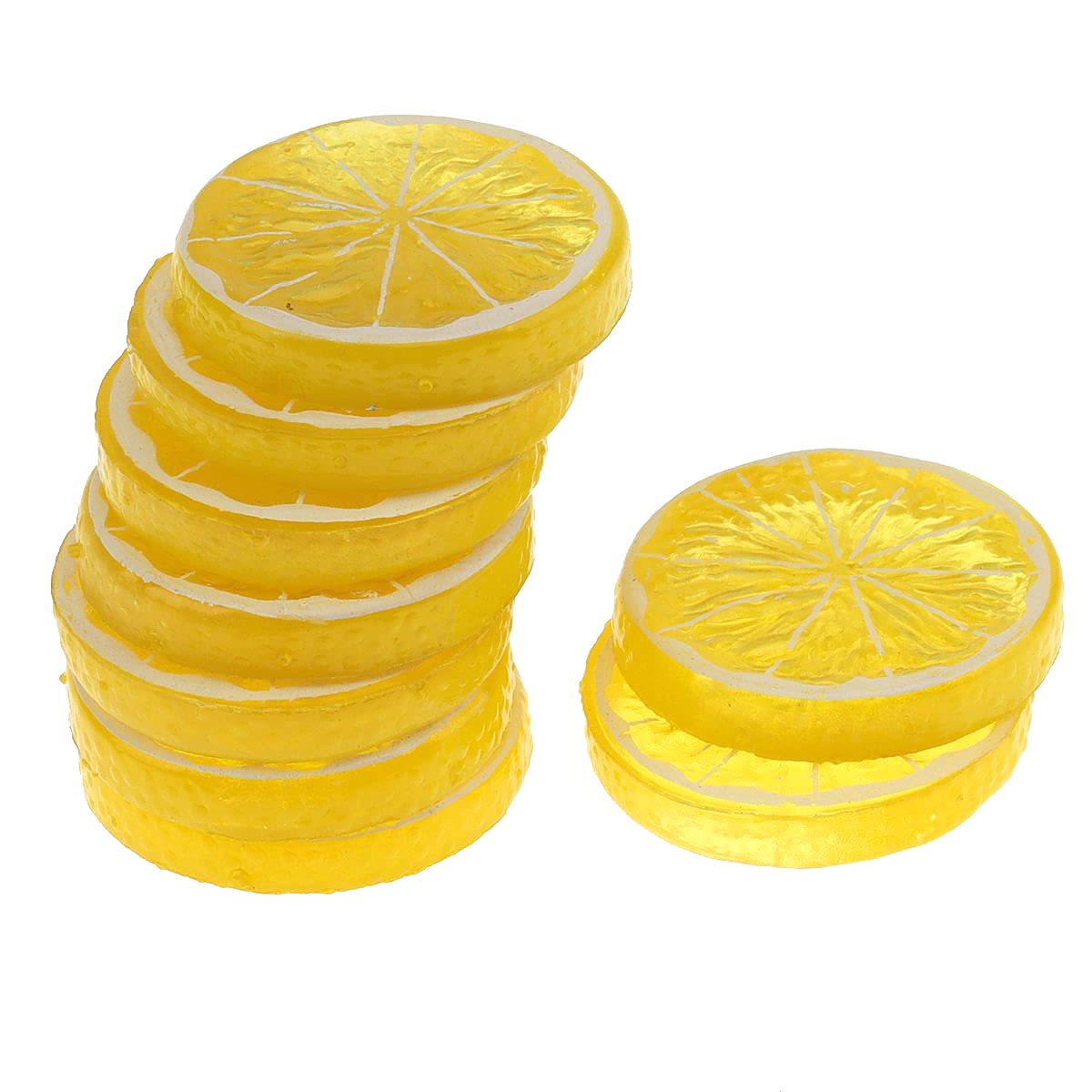 30 PCS Realistic Artificial Lemon Slices - Faux Plastic Fruit Decor for Home, Office, Kitchen & Tabletop - Lifelike Yellow Simulation Fruit Blocks for Wedding, Party & DIY Crafts Decoration