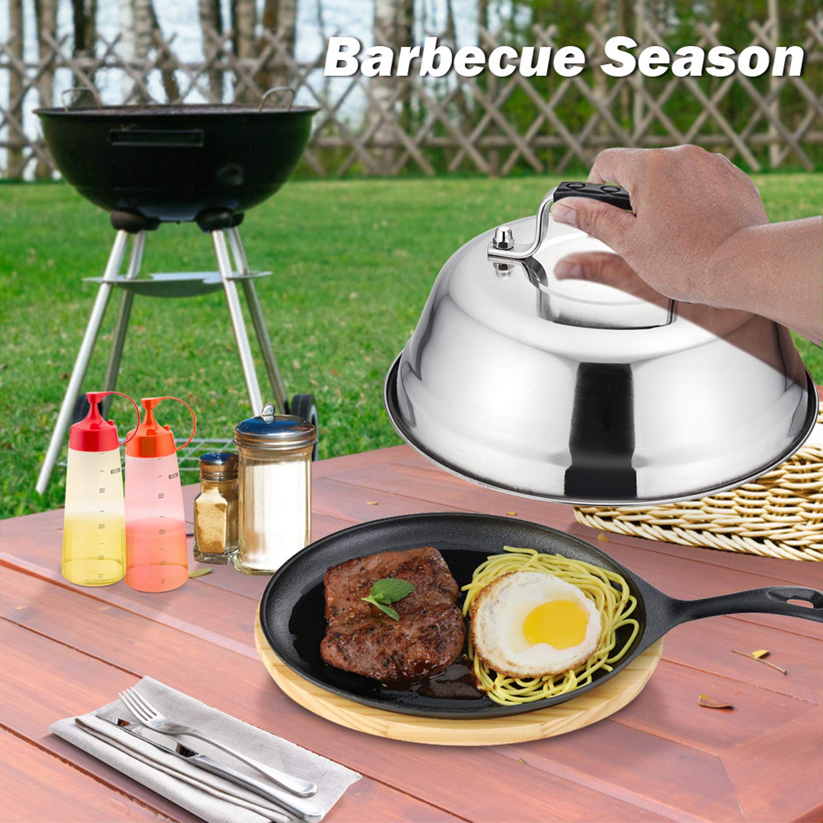 9 Inch Stainless Steel Cheese Melting Dome - Set of 2 Professional Basting Covers for Griddle & BBQ | Heavy Duty, Dishwasher Safe | Perfect for Burgers, Nachos & Outdoor Cooking