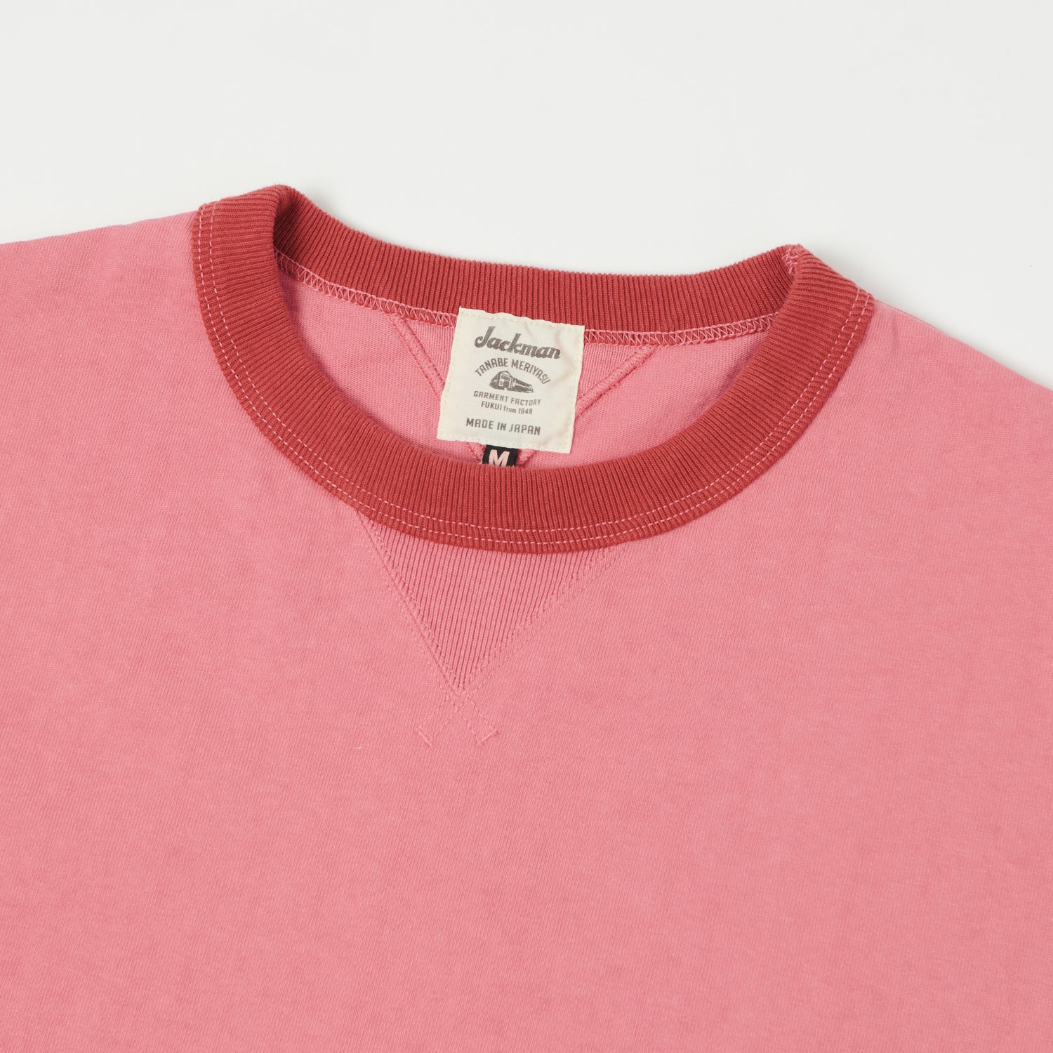 Jackman JM5110 Women's Dotsume Ribbed Tee Shirt - Deep Pink/Tabasco | Soft Stretch Cotton Blend | Casual Wear & Layering Essential
