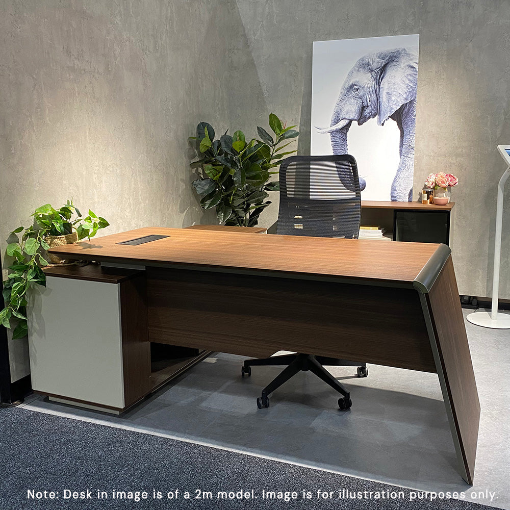 Premium ANDERS Executive Desk with Reversible Return - 2.2M L-Shaped Office Desk in Hazelnut & Beige | Modern Home Office Furniture for Professionals & Remote Workers