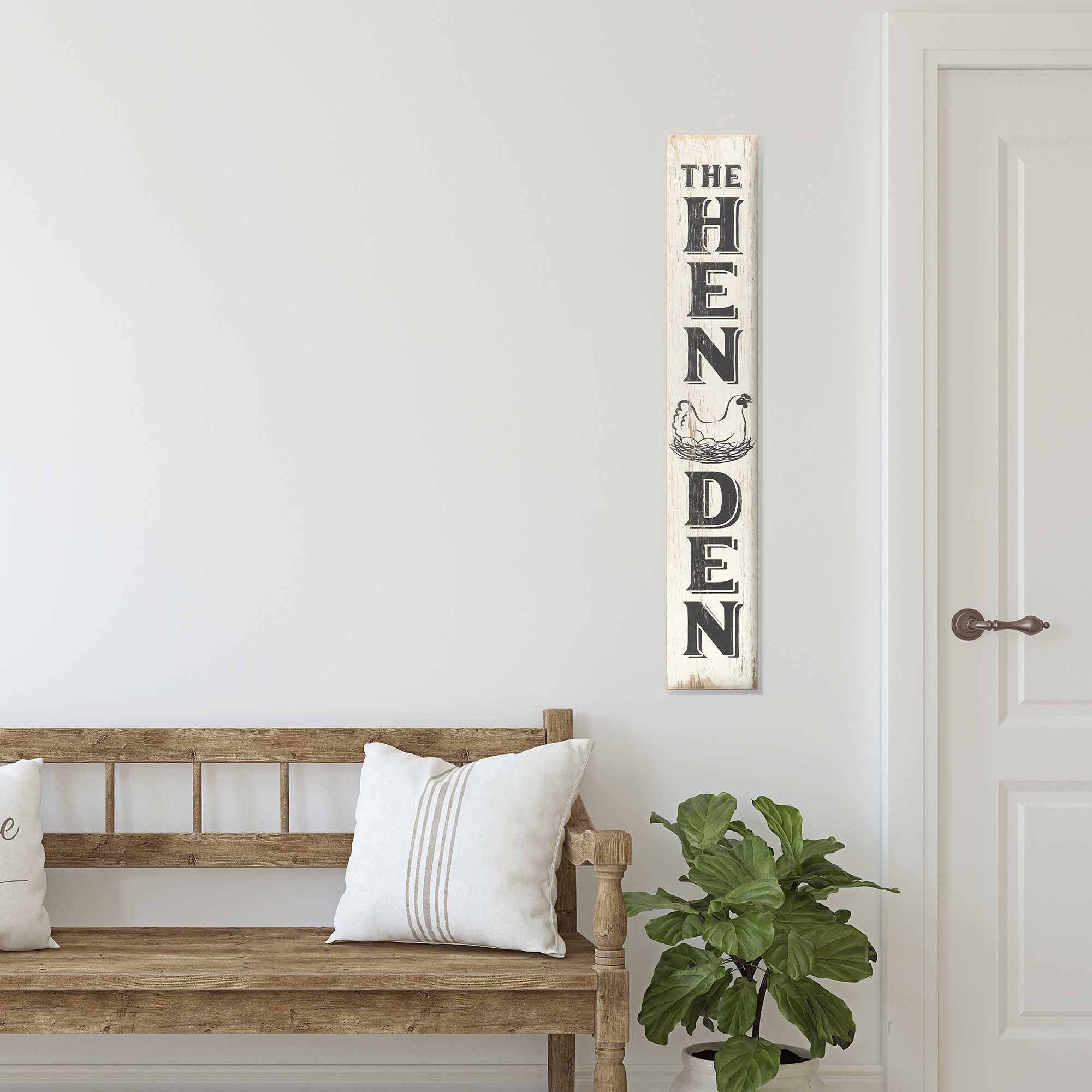 Hen Den Vertical Wood Wall Decor - Large Rustic Chicken Coop Sign for Farmhouse Kitchen, Dining Room & Country Home | Perfect for Poultry Lovers & Farmhouse Style Decor