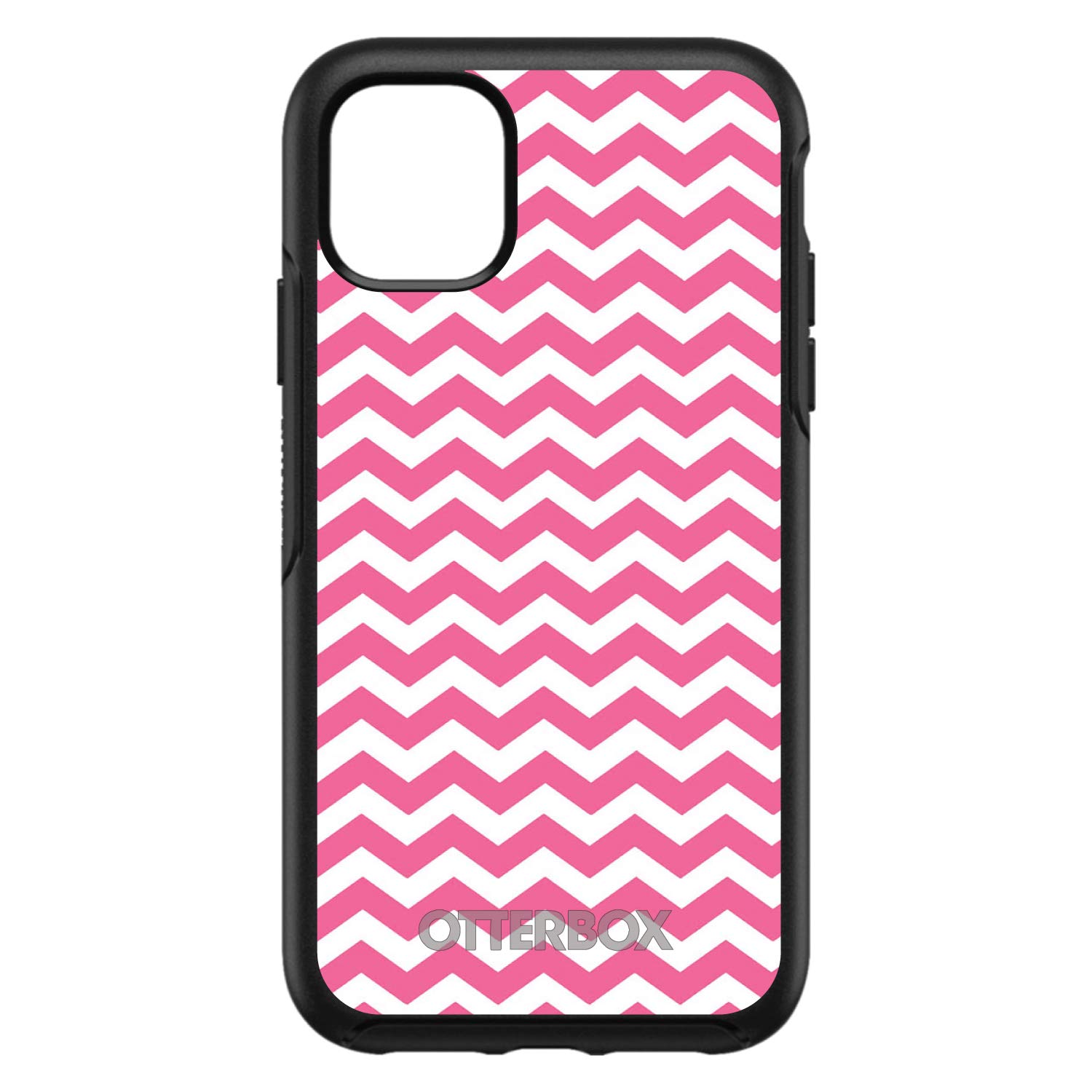 DistinctInk iPhone 12 Pro MAX Case (6.7 Inch) - Pink White Chevron Stripes Wave Design Protective Cover - Durable Shockproof Phone Case Replacement for OtterBox Symmetry - Perfect for Work, Travel & Everyday Use