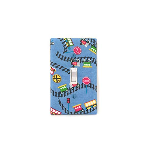 Train Switch Plate Cover - Durable Wall Plate for Kids Room Decor - Red, Blue, Green, Yellow, White & Black - Perfect for Boys' Nursery, Playroom & Transportation-Themed Bedrooms