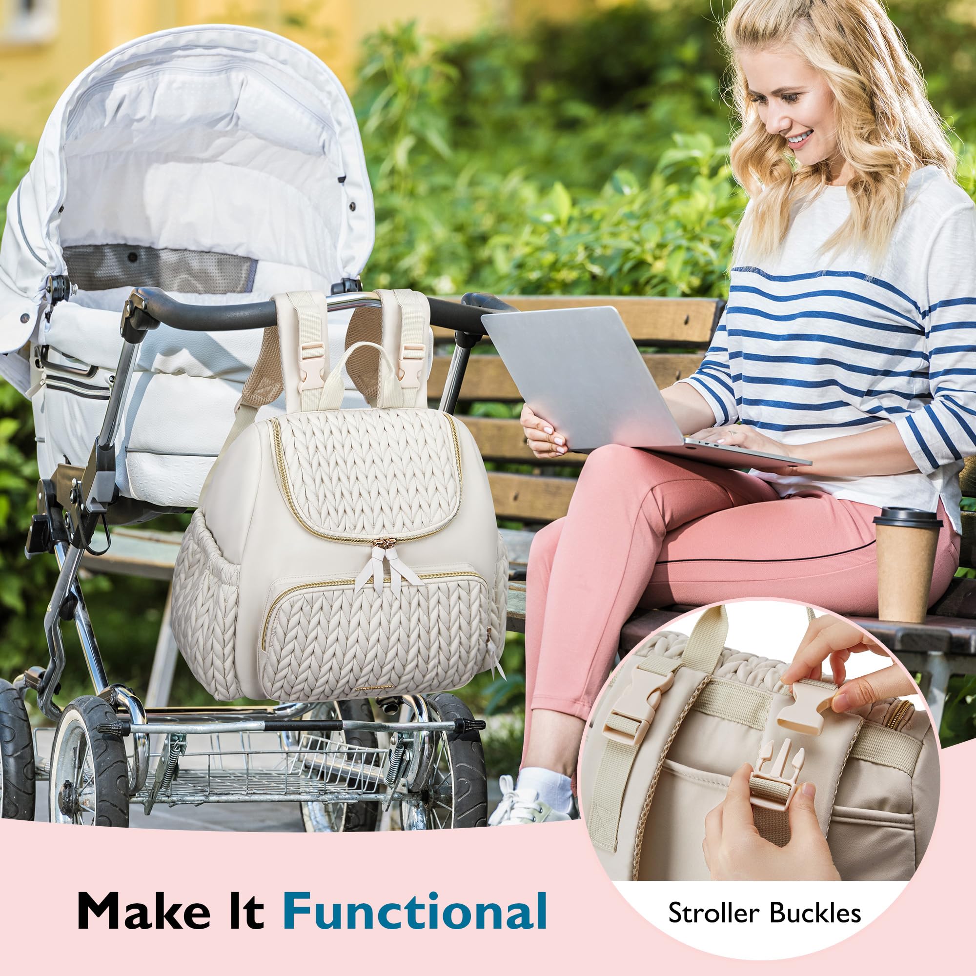 Mommore Small Stylish Diaper Backpack for Baby Travel - Insulated Pockets, Changing Pad & Stroller Straps | Perfect for Daycare, Park Outings & Family Trips