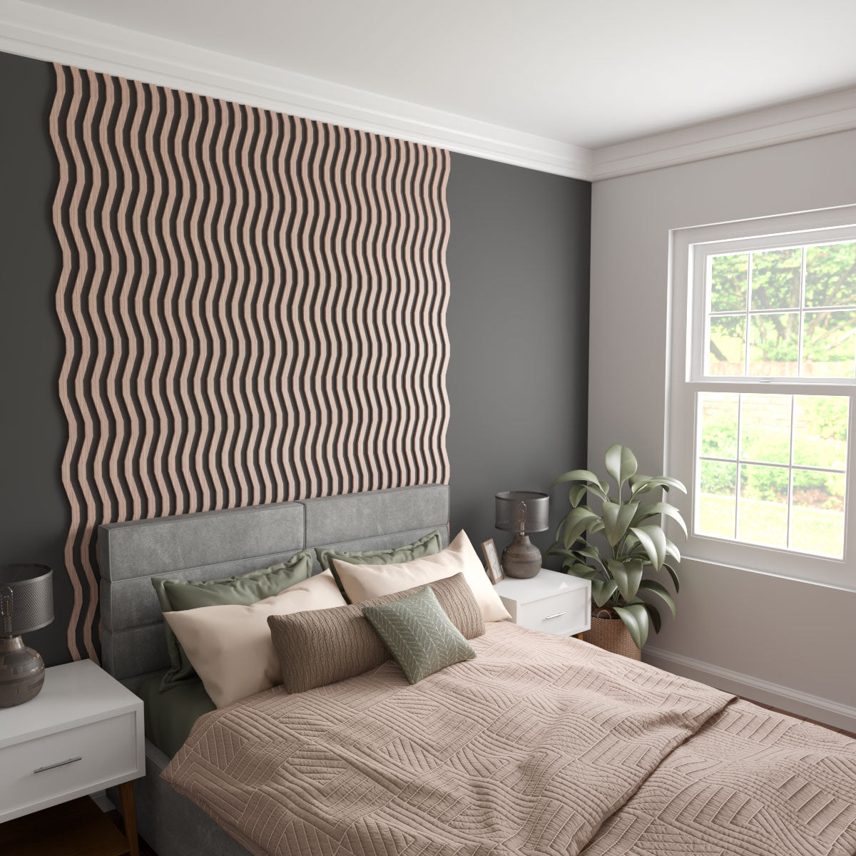 Adjustable Wood Slat Wall Kit - Yukon Modern Acoustic Panel for Home & Office Decor - DIY Room Divider & Soundproofing Solution