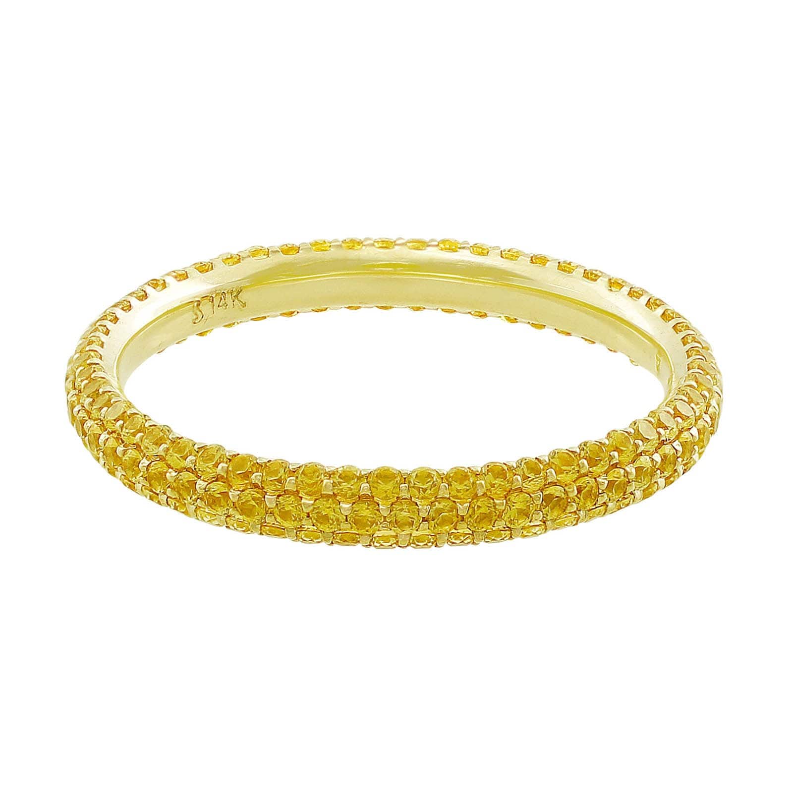 14Kt Yellow Gold Yellow Sapphire Eternity Band Ring for Women - Perfect for Weddings, Anniversaries & Special Occasions