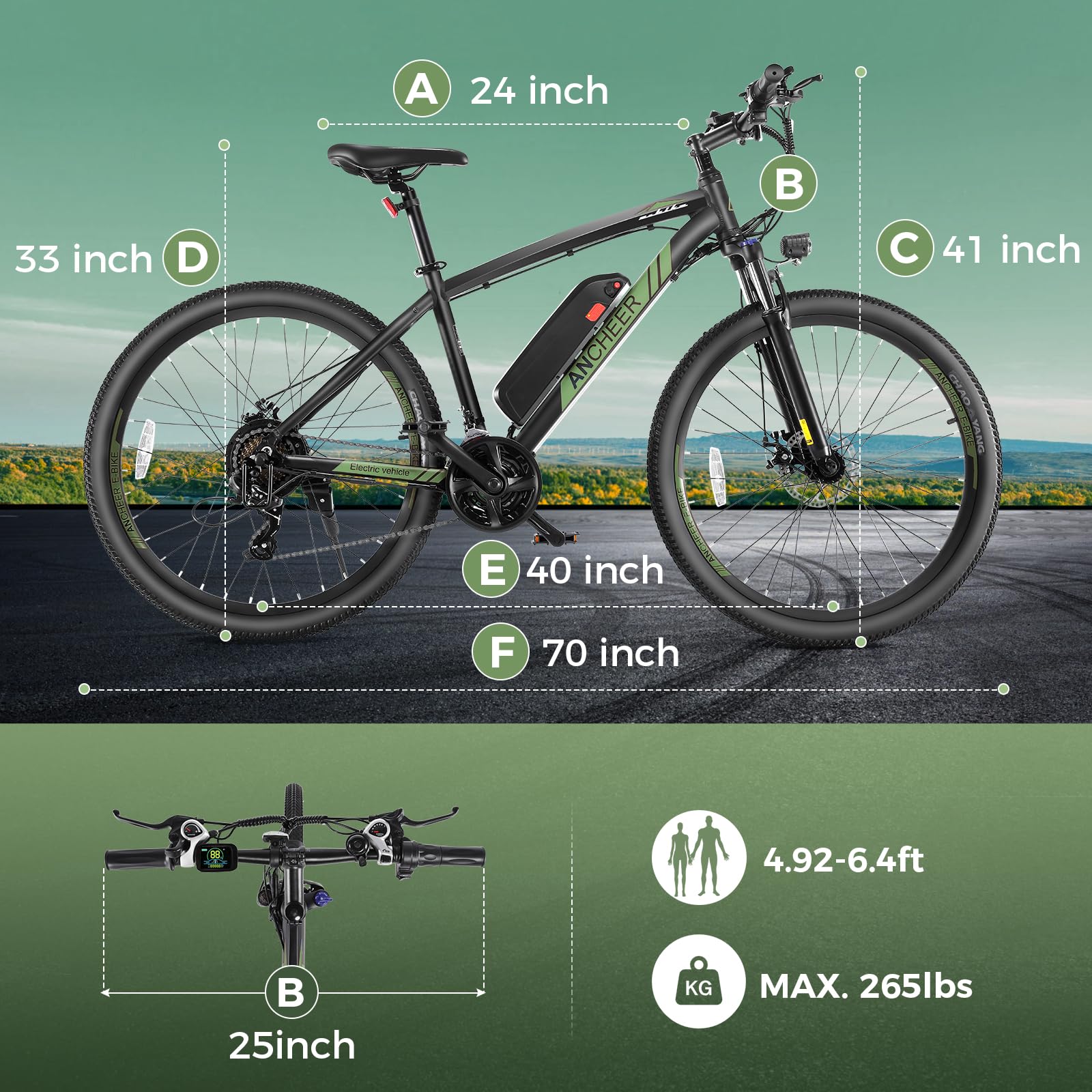 ANCHEER 27.5'' Electric Mountain Bike for Adults - 500W Motor (Peak 750W), 55 Mile Range, 22 MPH, 3H Fast Charge, 48V/10.4Ah Removable Battery, 21-Speed Gears - Includes Free Bike Lock | Perfect for Commuting, Off-Road Trails & Urban Adventures