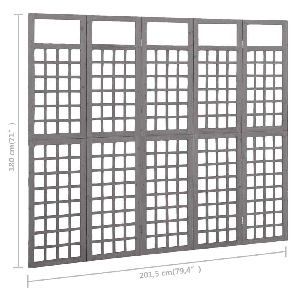 vidaXL 5-Panel Fir Wood Room Divider - 79.3