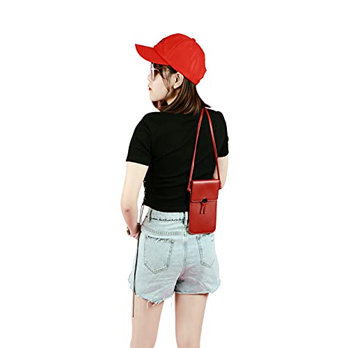 Samsung Galaxy S21 Ultra Leather Crossbody Phone Case with Card Holder & Shoulder Strap - Slim Wallet Purse for Women & Girls (Red) - Perfect for Travel, Shopping, and Everyday Use