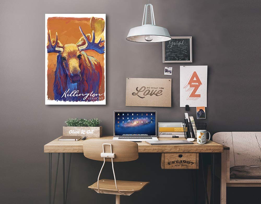 Lantern Press Killington Vermont Moose Wall Art - 16x24 Wrapped Canvas Print, Vivid Wildlife Decor for Living Room, Bedroom & Office
