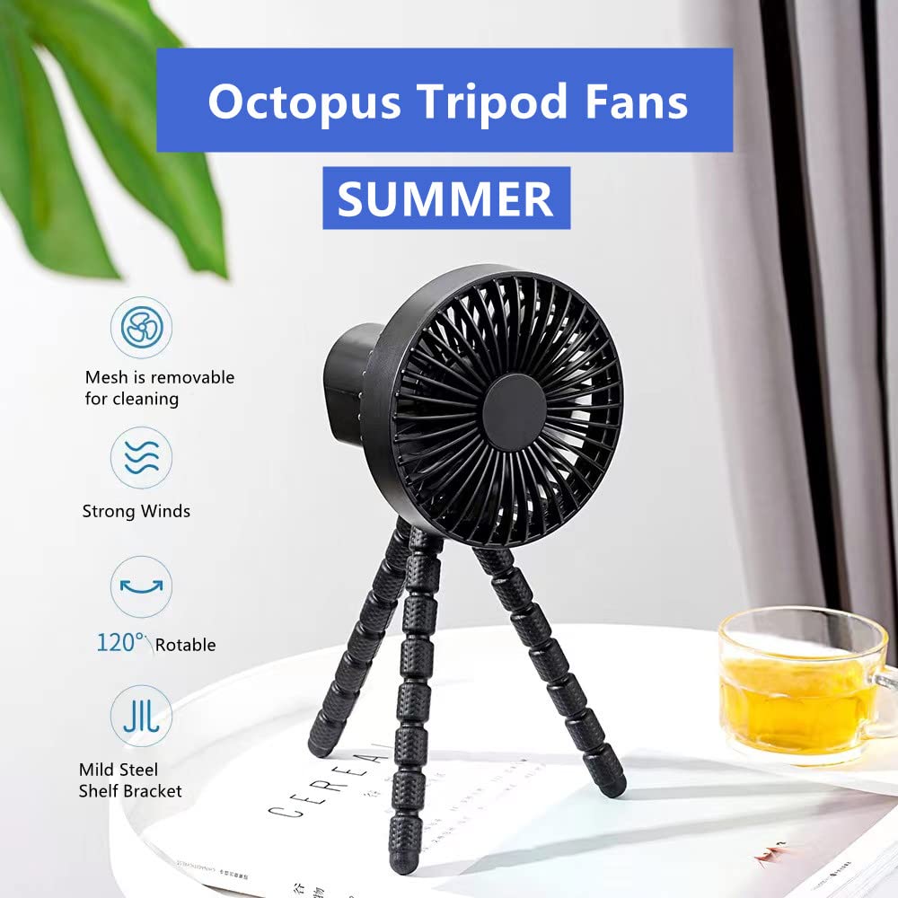 Mini Handheld Stroller Fan with Rechargeable Battery - Flexible Tripod Clip Fan, Quiet & Powerful Cooling - Portable USB Desk Fan for Golf Cart, Stroller, Car, Camping & Outdoor Activities (Pink)
