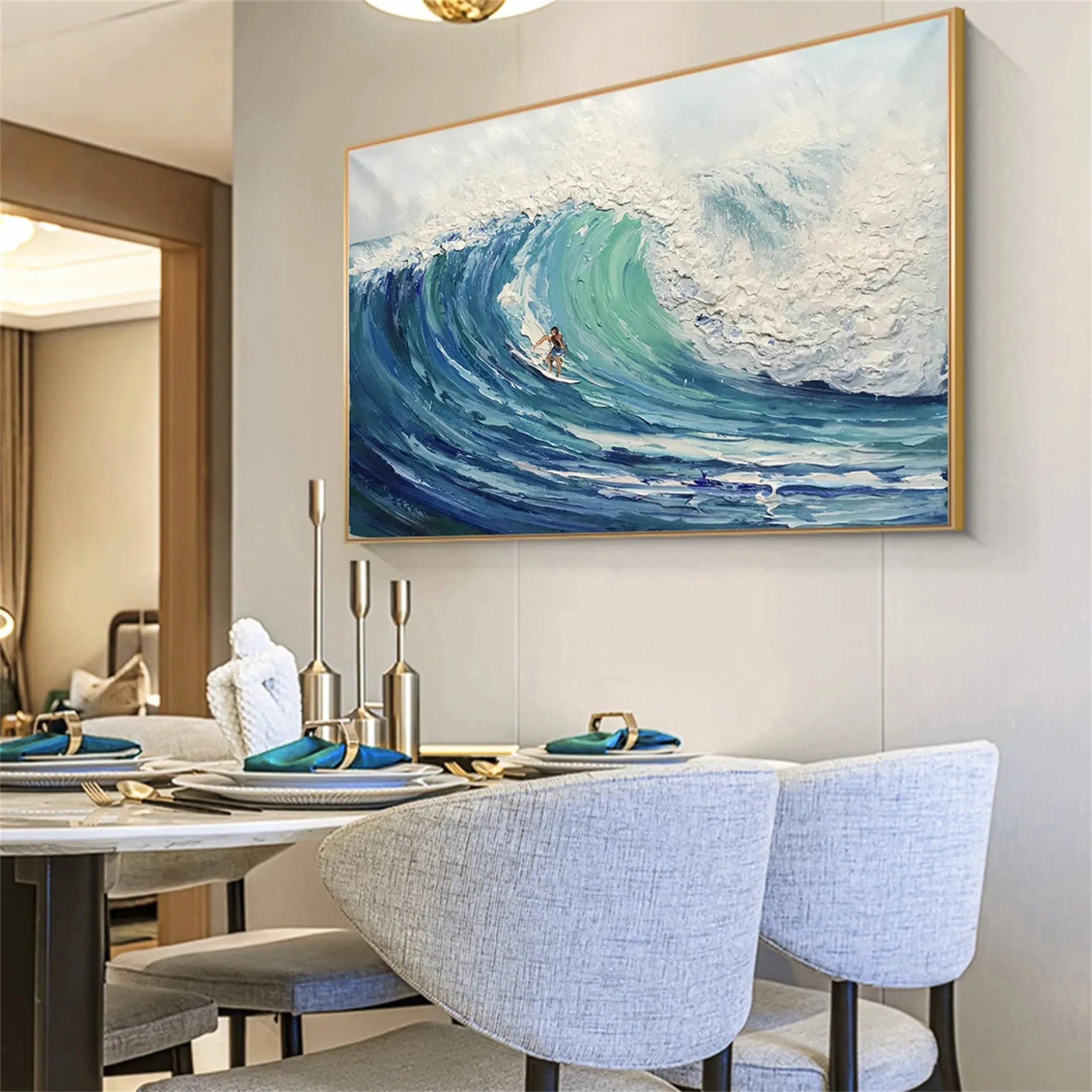 Ocean and Sky Painting - Handmade Canvas Wall Art #OS123 for Living Room, Bedroom & Office Decor