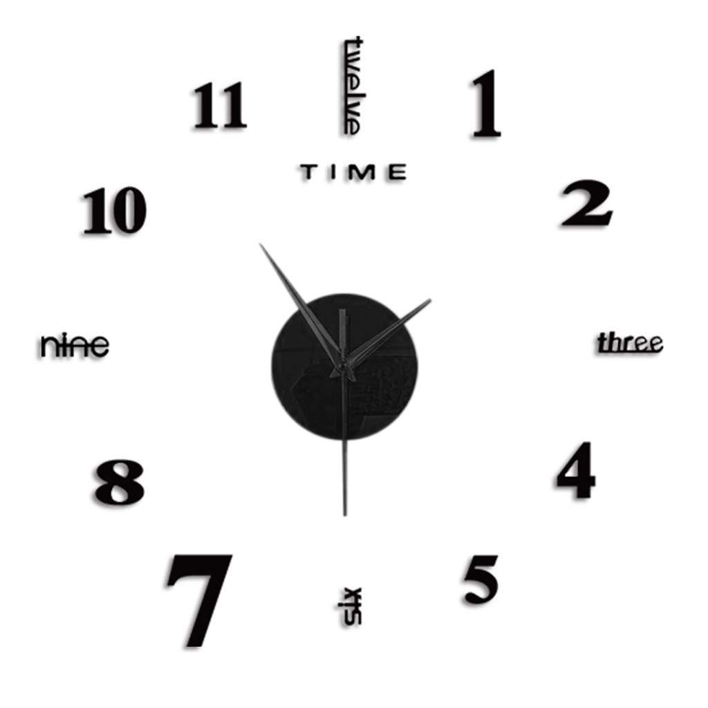 Large Digital Wall Clock - Frameless DIY Modern 3D Mirror Wall Clock Kit for Home, Living Room, Bedroom & Office Decor (Black) | Perfect for Home Décor, Office Timekeeping & Wall Decoration