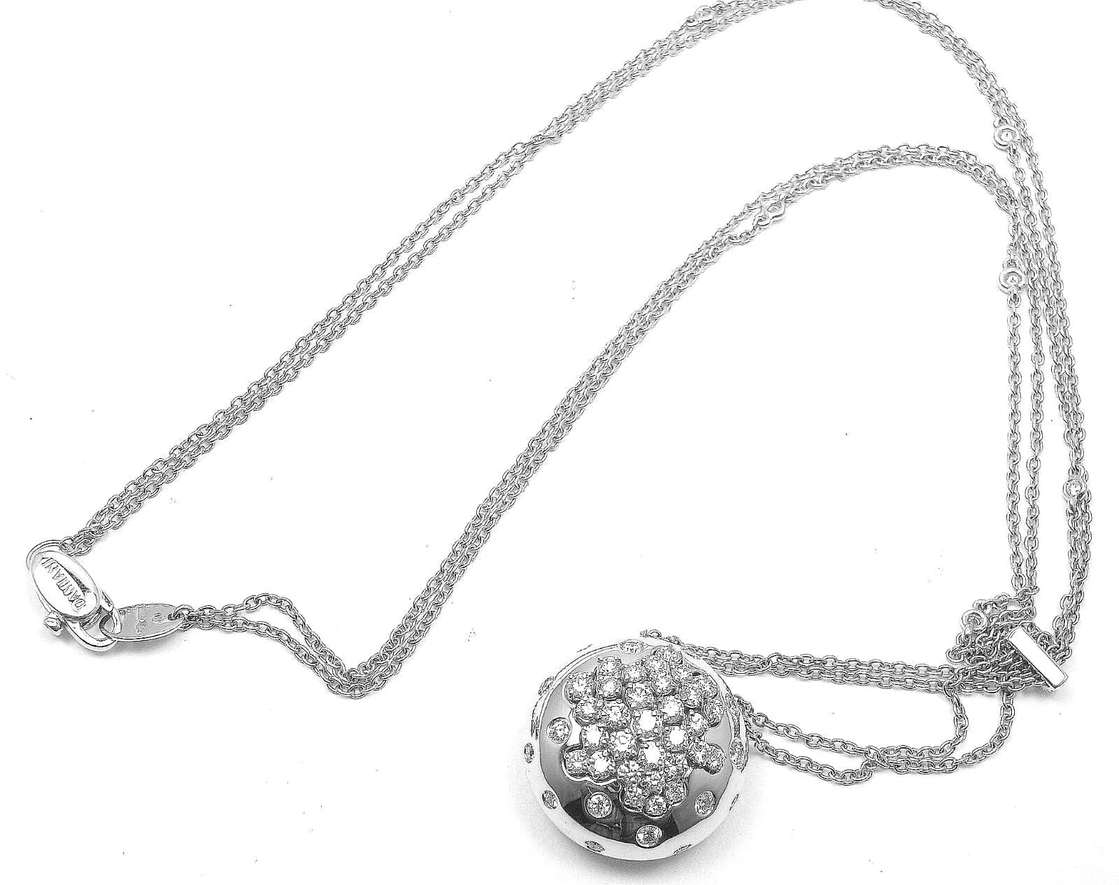 Authentic Damiani 18K White Gold Diamond Drop Cluster Pendant Necklace for Women - Elegant Jewelry Gift for Anniversary, Wedding & Special Occasions
