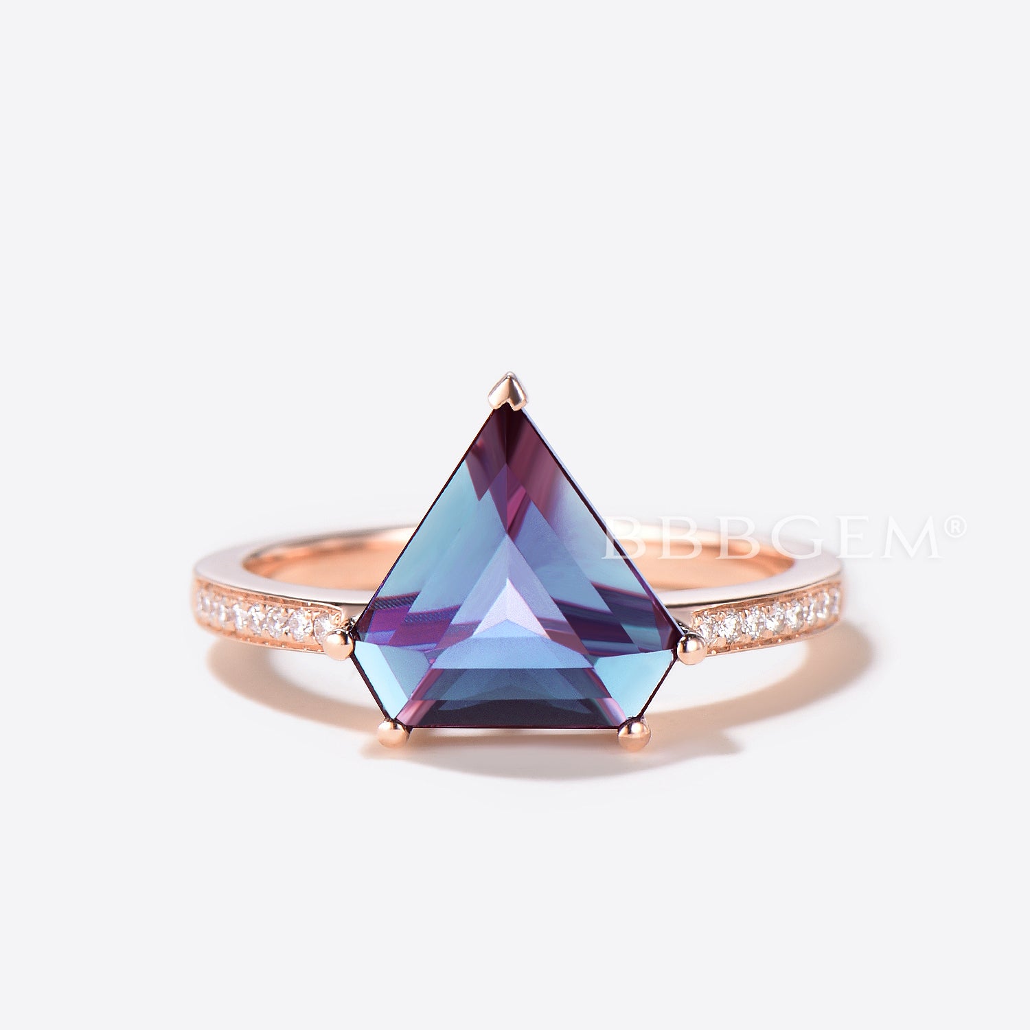 10mm Shield Cut Alexandrite Engagement Ring - Half Eternity Diamond Wedding Band for Women - Perfect for Proposals, Anniversaries & Bridal Jewelry