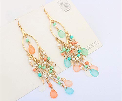 Stylish Yellow Chime Dangle Earrings for Women & Girls - Gold Plated Long Beaded Tassel Bohemian Earrings | Perfect Birthday Gift for Her, Anniversary Present for Wife | Boho Chic Jewelry for Parties, Weddings & Everyday Wear