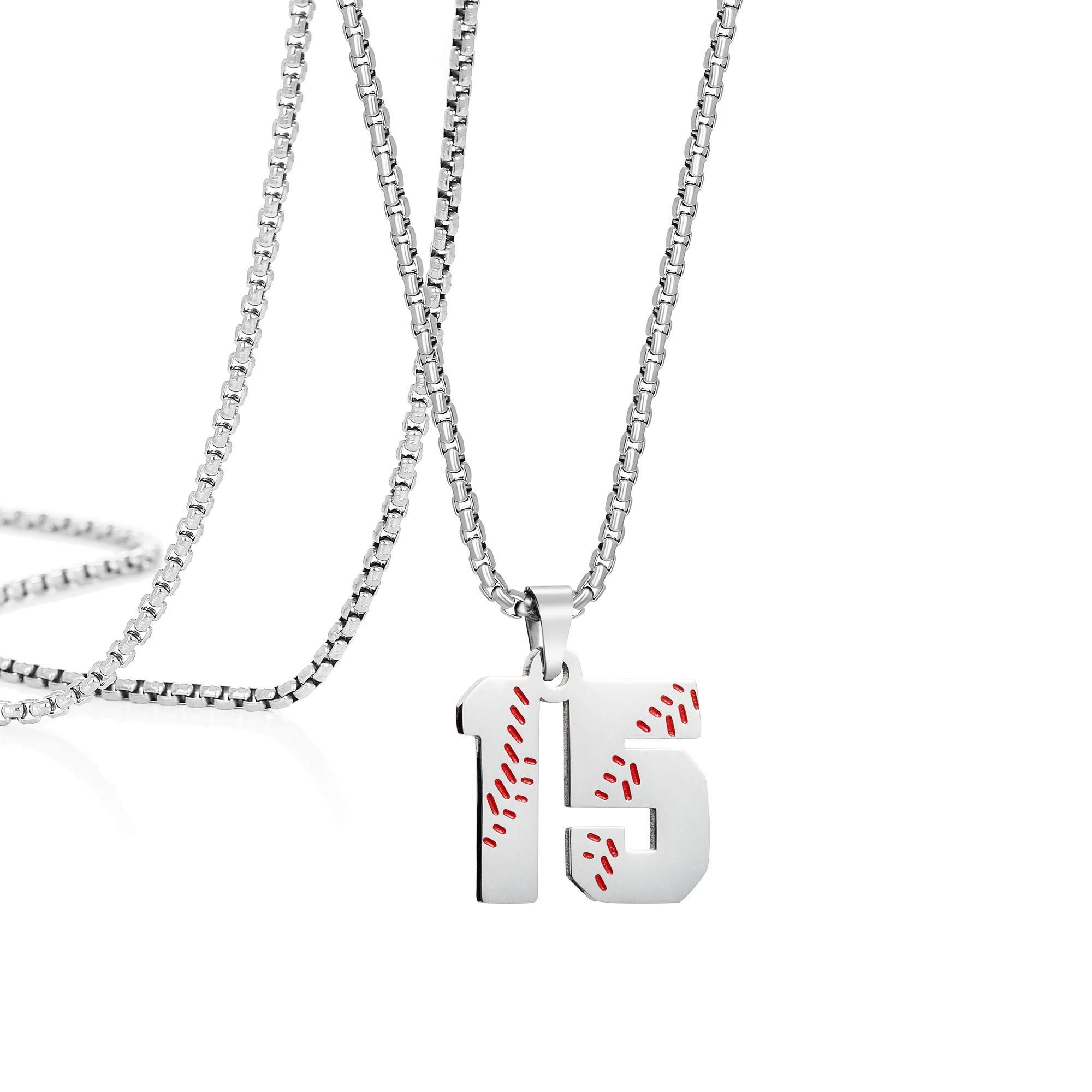 JoycuFF Baseball Number Necklace 1-99 - Personalized Stainless Steel Charm Pendant for Sports Fans - Perfect Gift for Baseball Lovers & Team Supporters - Great for Game Days, Birthdays & Fan Apparel Accessories