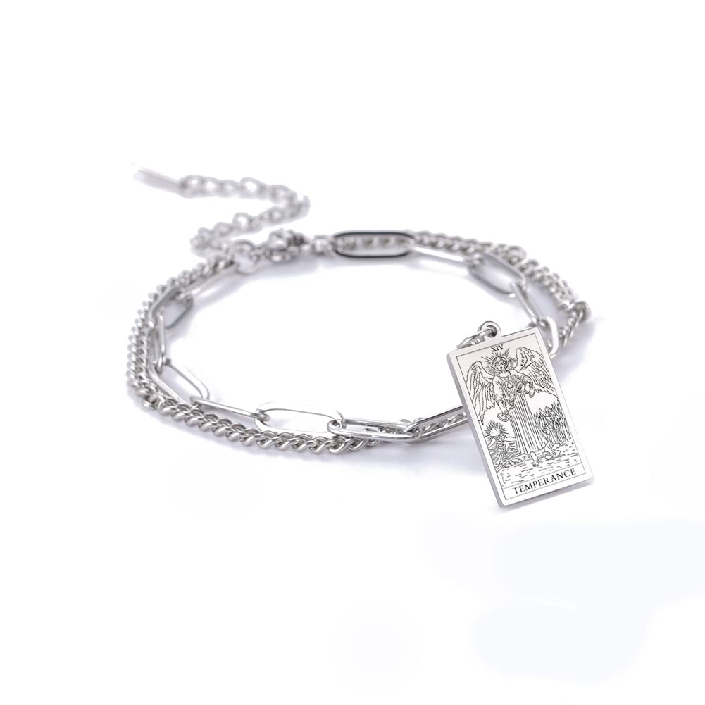 Vintage Tarot Cards Pendant Bracelet for Women - Double Layer Stainless Steel Bangle with Good Luck Charm, Boho Jewelry Gift for Her | Perfect for Meditation, Spiritual Healing & Fashion Accessories
