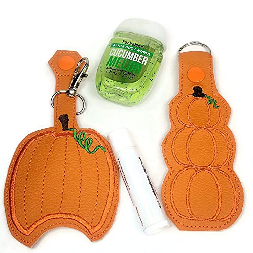 Pumpkin-Shaped Hand Sanitizer & Lip Balm Holder Keychain - Cute Halloween Accessory for Purse, Backpack, or Car Keys | Perfect for Fall Season, Trick-or-Treating, and Everyday Use