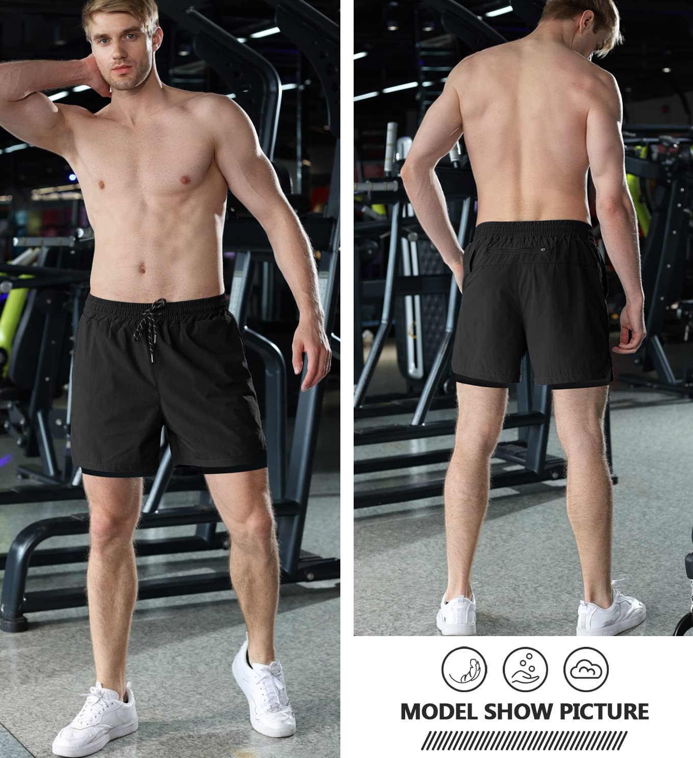 Aolesy Men's 2-in-1 Running Shorts - 5
