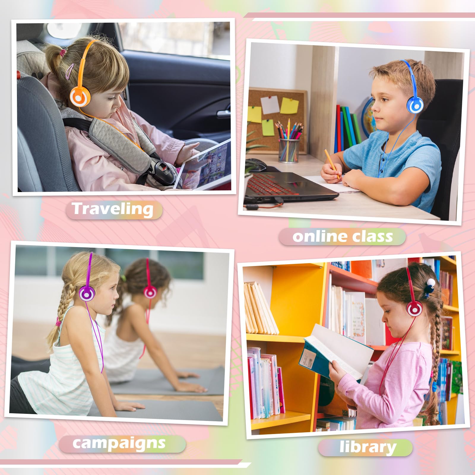 Bulk Classroom Headphones 20 Pack - Durable 3.5mm Wired Headphones for Students, Kids, Teens & Adults - Mixed Colors for School, Library & Online Learning
