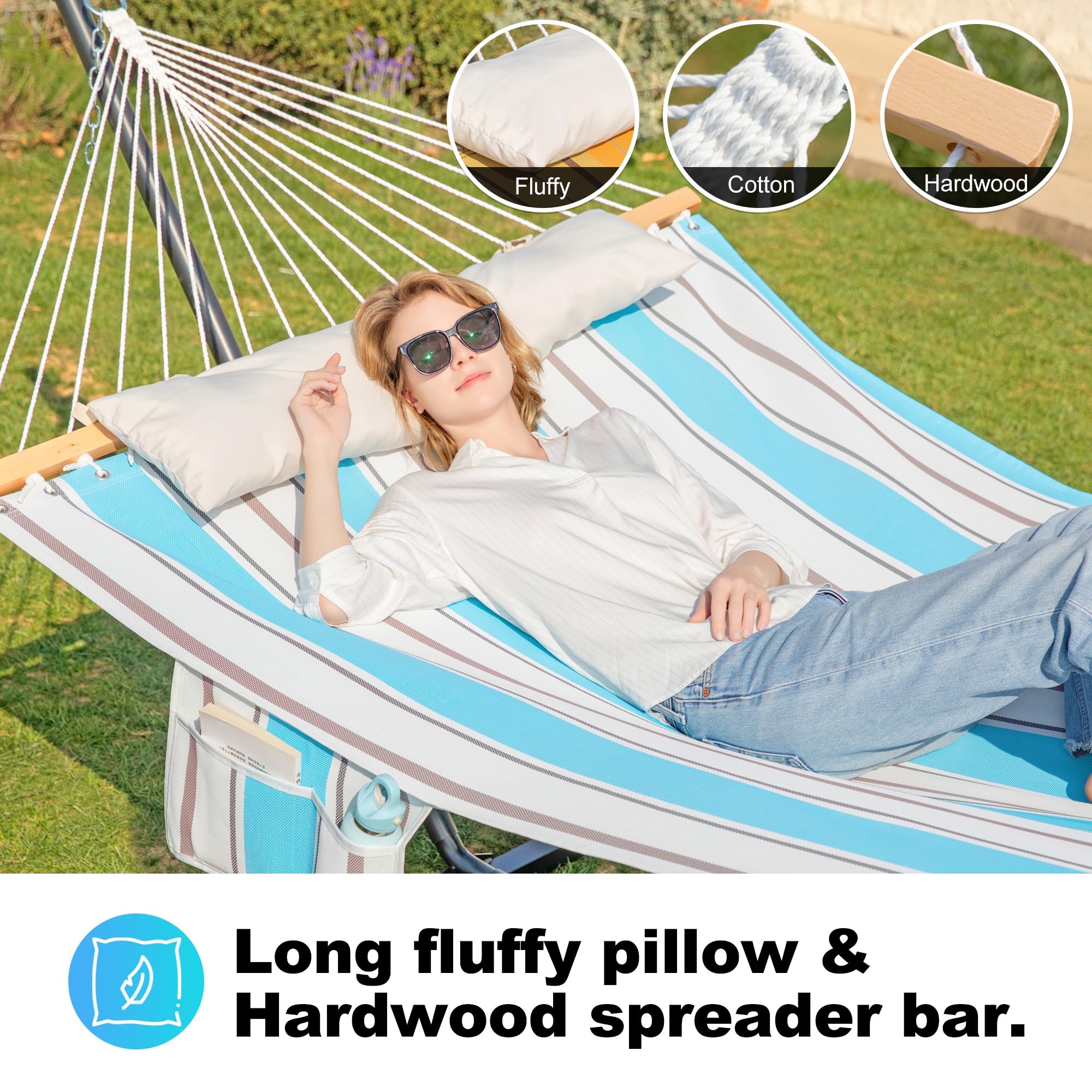**Waterproof 2-Person Double Hammock with Stand – Heavy Duty 475lbs Capacity, 55