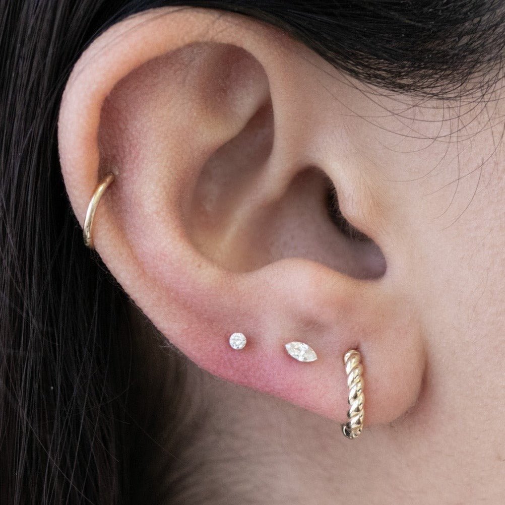 14k Yellow Gold Marquise Gemstone Flat Back Stud Earrings - Elegant Dainty Jewelry for Women, Perfect for Everyday Wear, Parties & Special Occasions