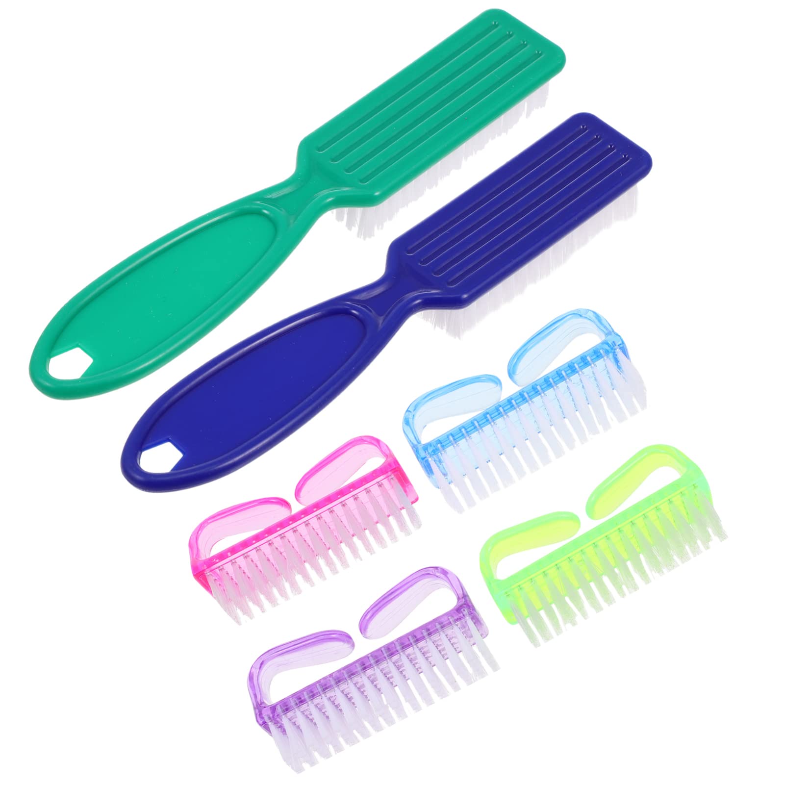 EXCLUZO 6-Piece Nail Brush Set with Handle Grip - Professional Fingernail Cleaning & Nail Art Brushes for Manicure Pedicure - Perfect for Home Salon, Spa, and DIY Nail Care