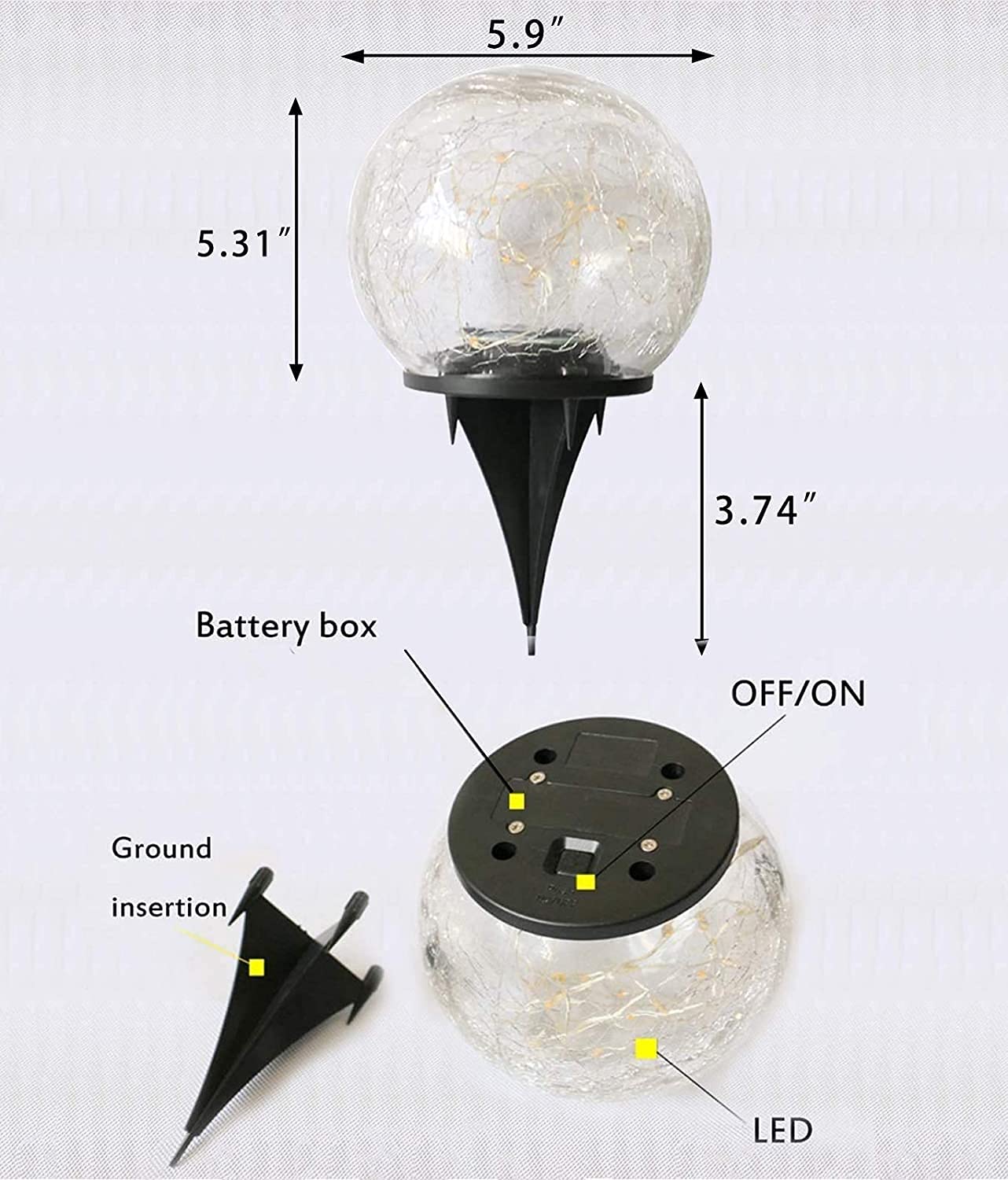 30 LED Solar Garden Lights Outdoor - 2 Pack Large 5.9