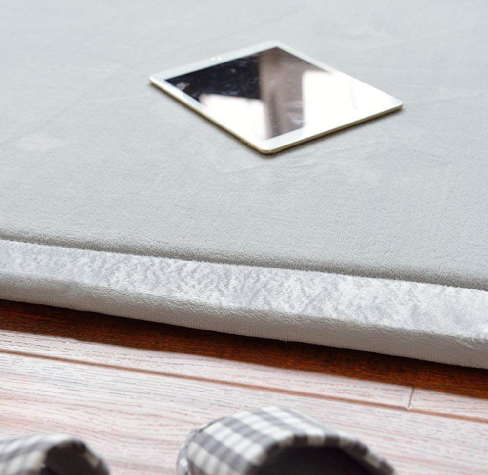 Loartee Soft Coral Velvet Baby Play Mat - Non-Slip Kids Rug for Crawling & Toddler Play Area - Gray 5'11