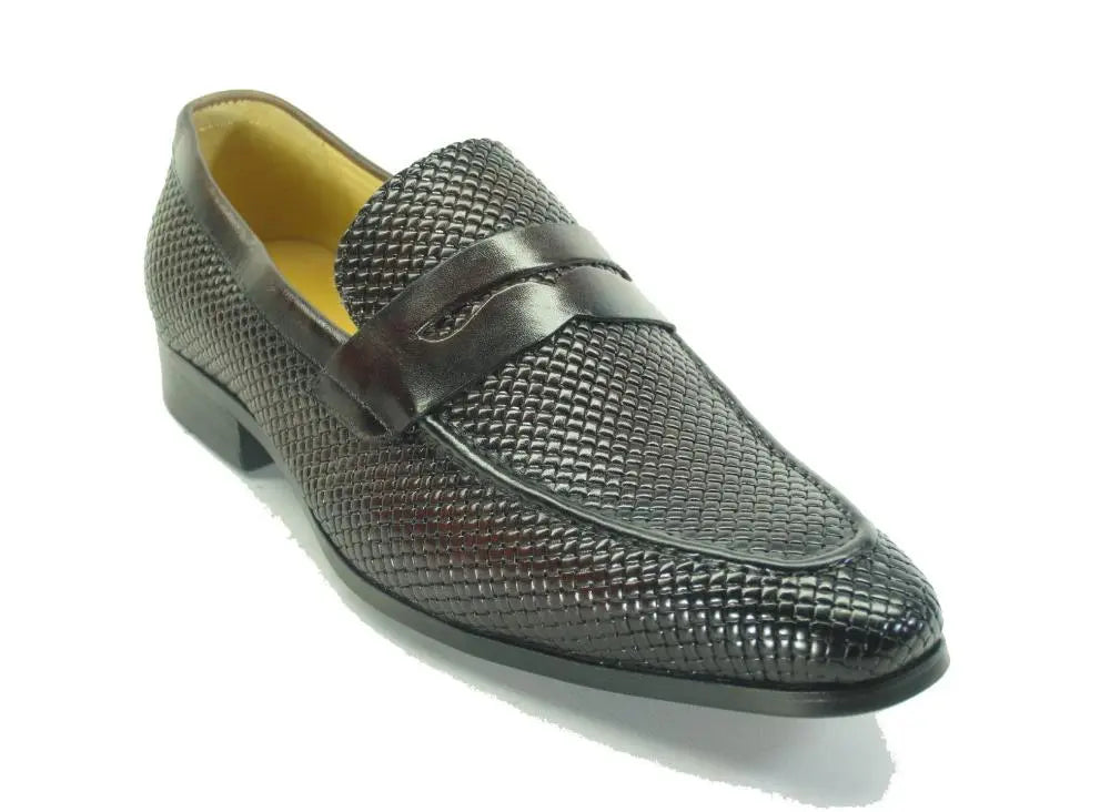 KS478 110E Carrucci Burnished Woven Penny Loafer - Classic Men's Leather Dress Shoes for Business, Office & Formal Occasions