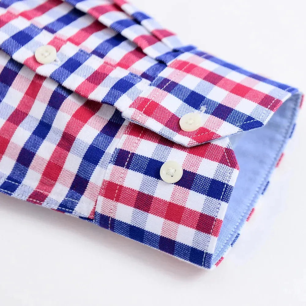 Stylish Men's Checkered Shirt with Patch Pockets - Casual Button Down Shirt for Office, Dating & Outdoor Activities