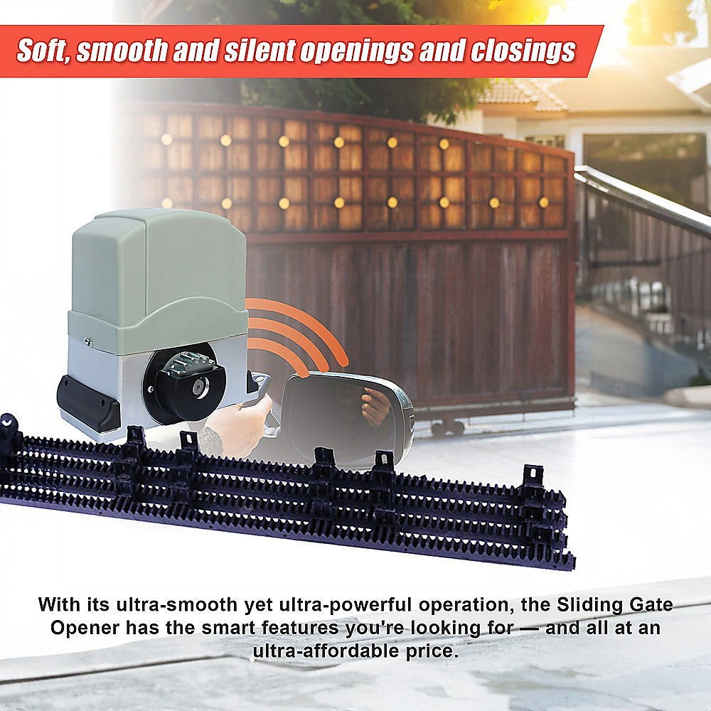 1800KG Heavy Duty Automatic Sliding Gate Opener with 4m Rail - Commercial & Residential Driveway Security System