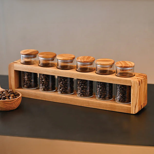 Hario Olive Wood Coffee Bean Storage Container - Airtight Coffee Bean Canister for Freshness, Perfect for Home & Cafe Use