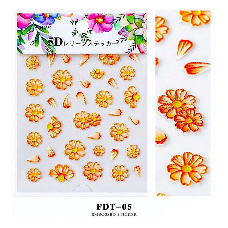 5D Embossed Flower Nail Art Stickers - DIY Nail Decals for Women, Self-Adhesive Nail Stickers for Gel & Acrylic Nails - Perfect for Parties, Weddings, and Special Occasions