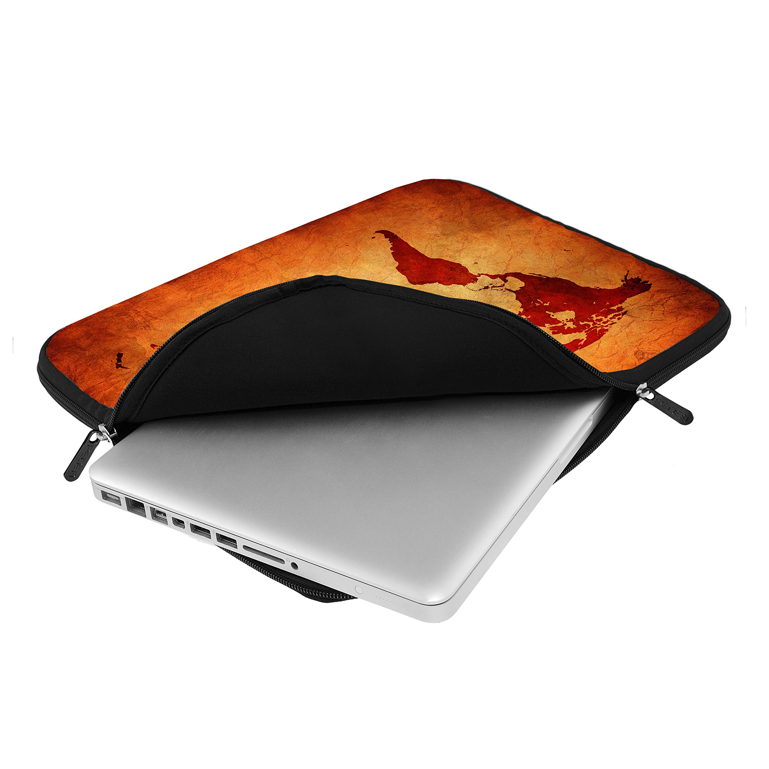 Premium PU Leather Tablet Case Sleeve for 10.1 Inch Devices with Built-in Mouse Pad - Stylish Brown Global Map Design - Perfect for Travel, Work & School Use