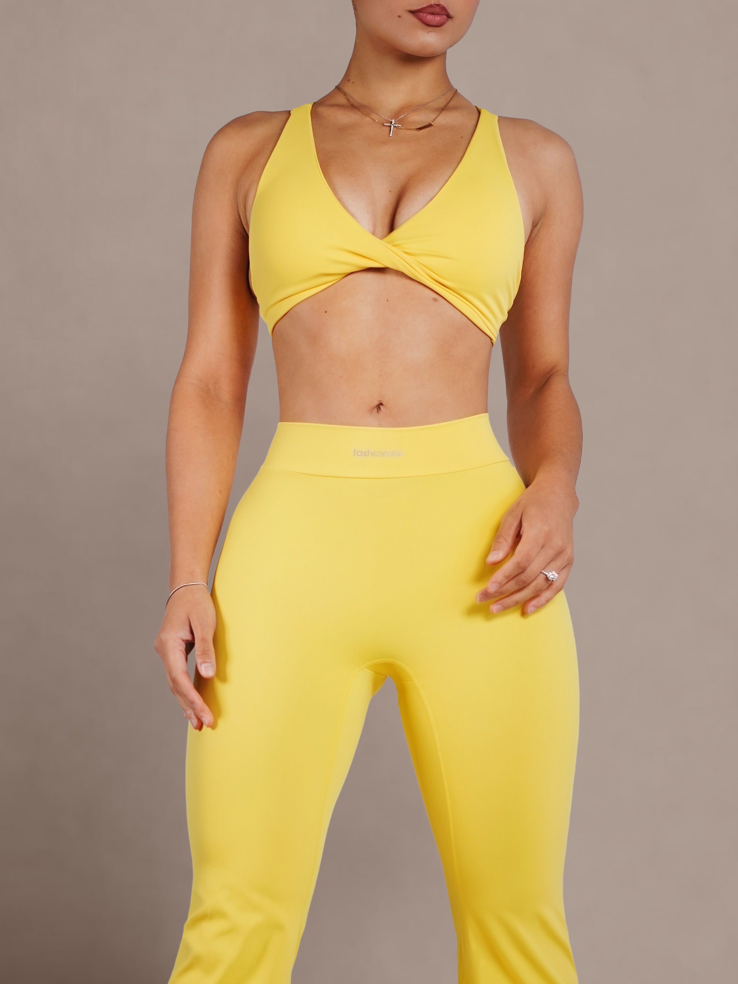 Buttersoft Twist Sports Bra for Women - High Support Workout Yoga Running Gym Top - Sunrise Yellow - Breathable Comfort for Active Lifestyles