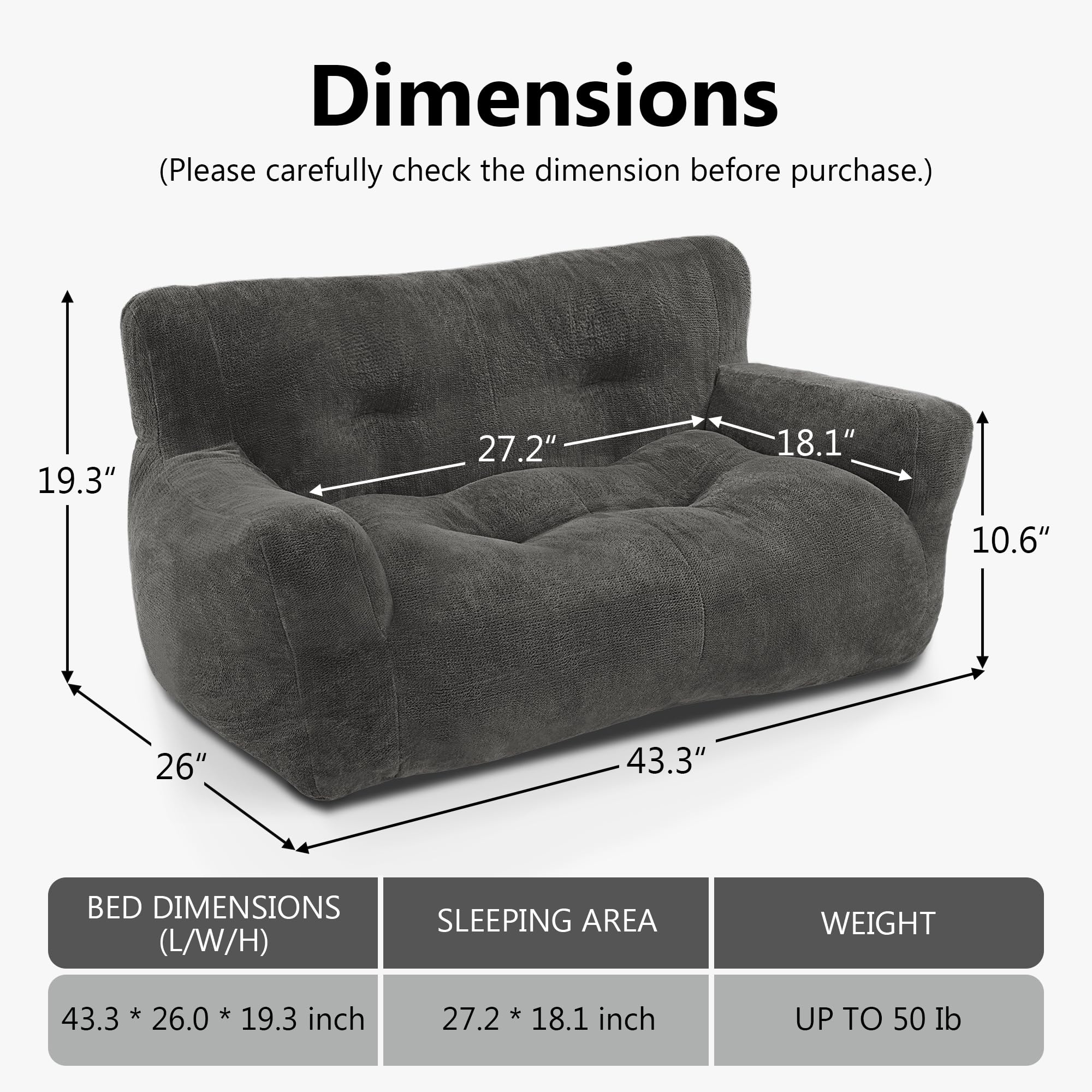 MCombo Pet Couch Sofa Bed for Small & Medium Dogs - Washable Fabric Dog Bed with Removable Cover, 43.3