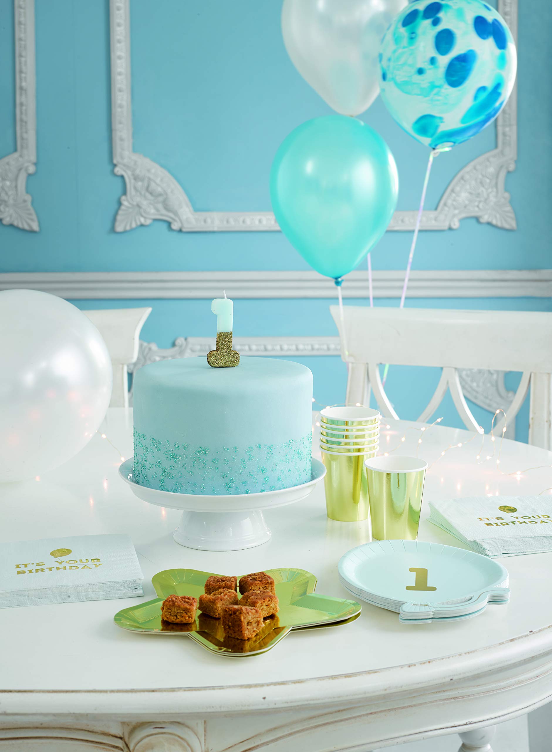 Premium Blue Number 2 Candle with Gold Glitter - 8cm/3