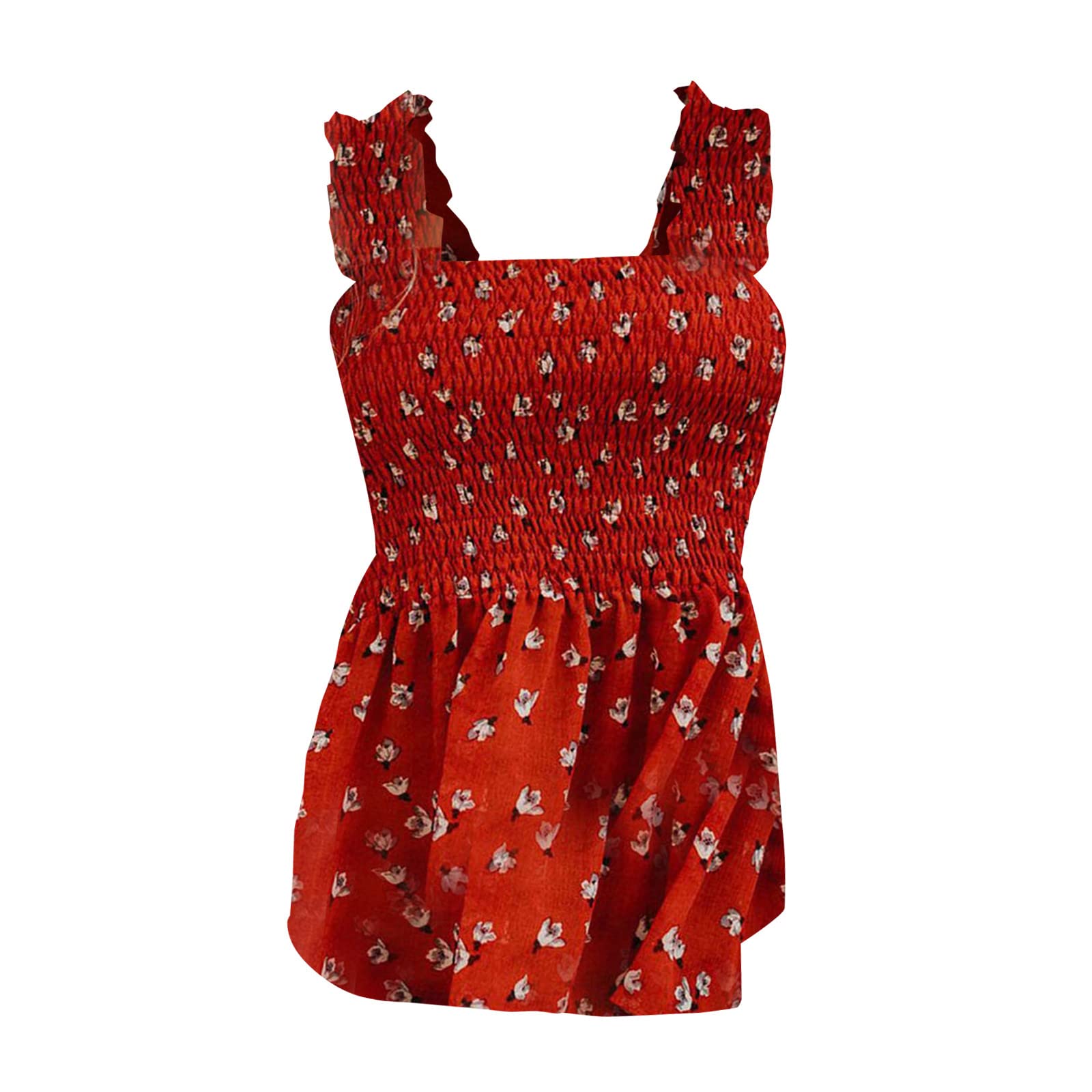 MOBCTG Women's Cropped Tank Top - Sexy Print, Elastic Fold, Square Collar with Waist Tie - Summer Beachwear for S-2XL | Perfect for Beach Outings, Music Festivals & Casual Street Style