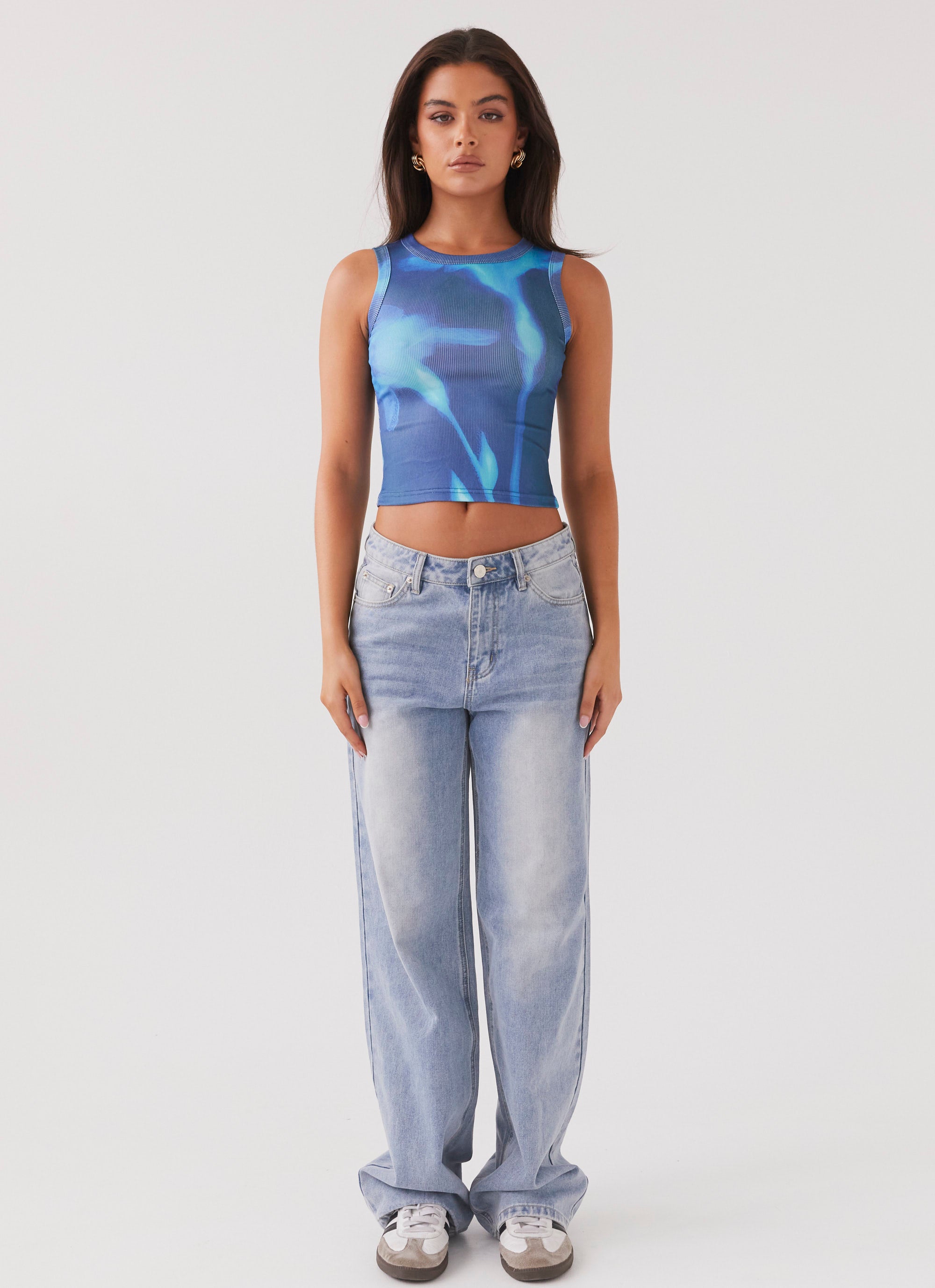 Electra Tank Top for Women - Cyber Rose Print Fashion T-Shirt | Soft Breathable Cotton | Gym Workout & Summer Casual Wear
