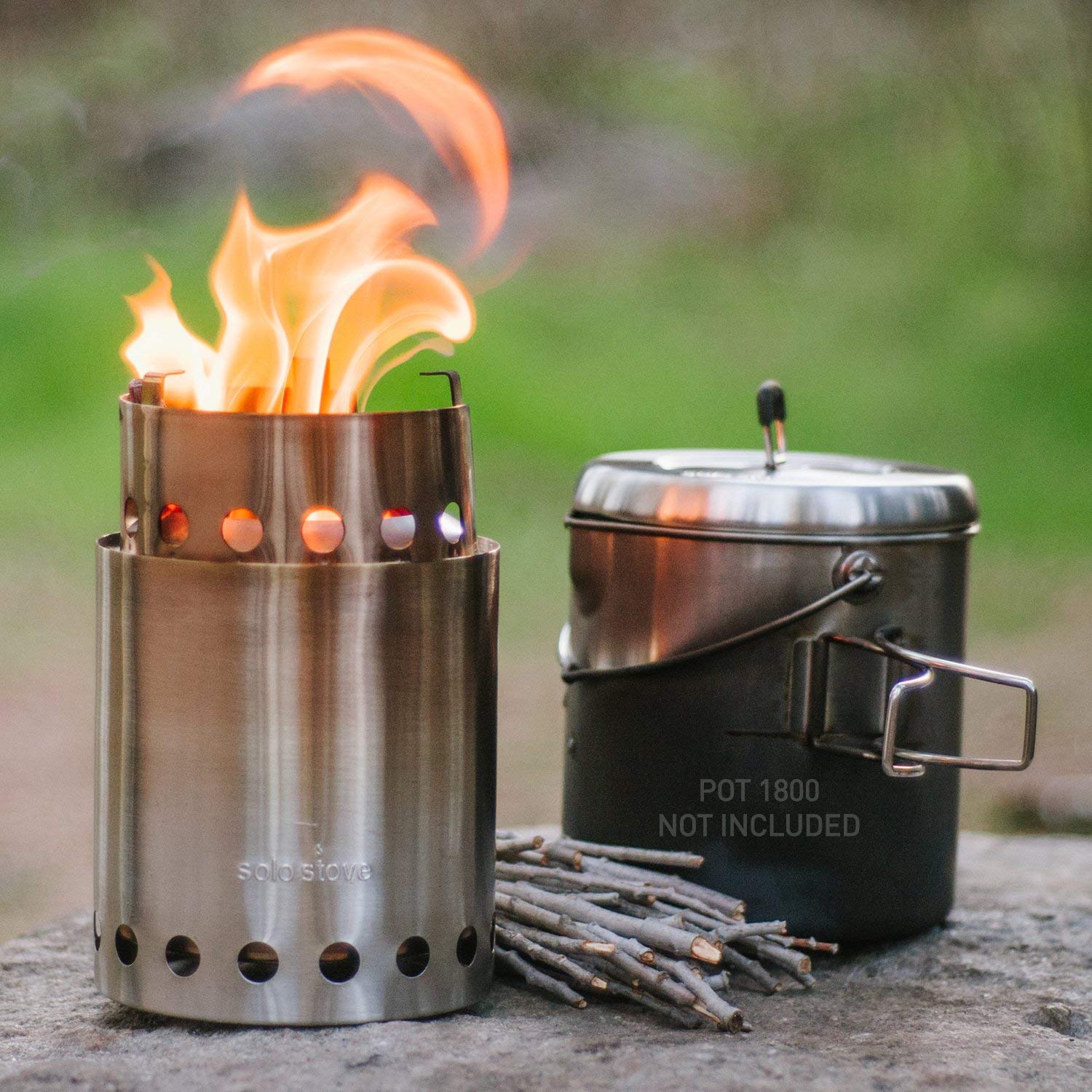 Solo Stove Titan - Portable Wood Burning Camping Stove for Backpacking, Hiking & Outdoor Cooking | Compact Stainless Steel Design | No Batteries or Fuel Needed | Perfect for Campfires, Picnics & Emergency Preparedness
