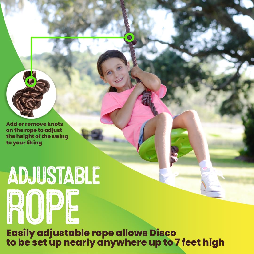 Swurfer Disco Tree Swing - Heavy Duty Outdoor Swing Set for Backyard, Kids Play Equipment, Easy to Install & Adjustable - Perfect for Family Fun, Backyard Parties & Outdoor Adventures