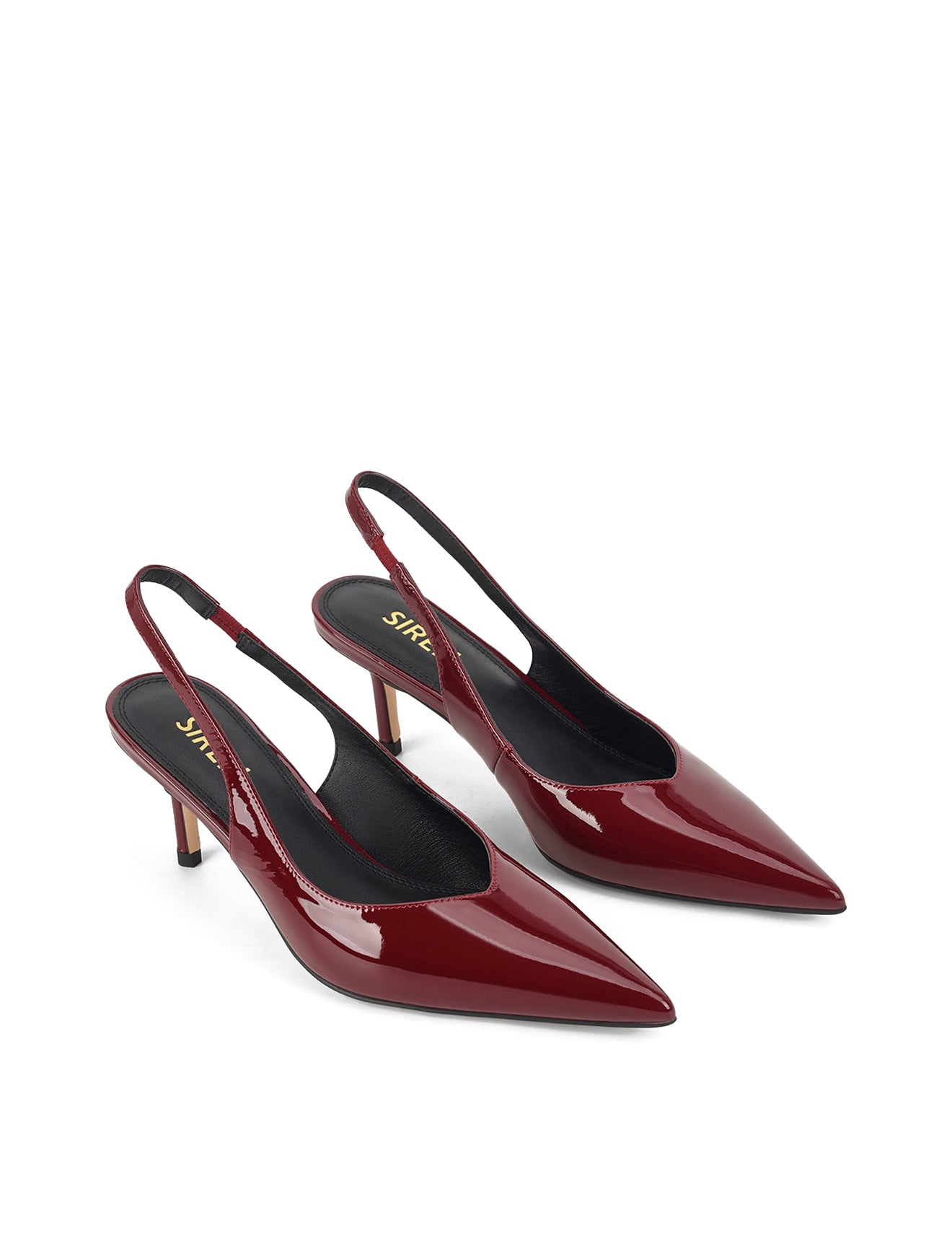 Yory Slingback Kitten Heels - Wine Red Patent Leather Women's Shoes | Comfortable Low Heel Pumps for Work, Office & Special Occasions